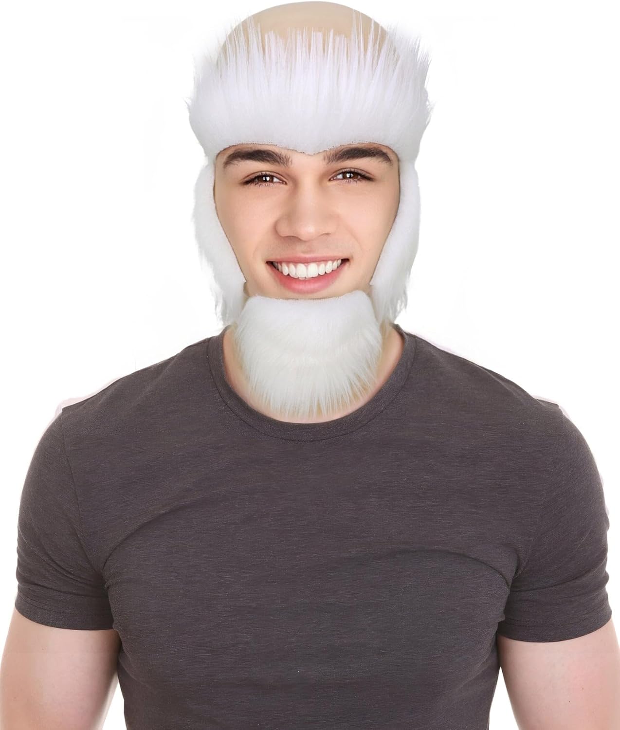 Adult Uncle Sam White Beard, Sideburns & Eyebrows Set – Self-Adhesive Synthetic Costume for Halloween & Cosplay