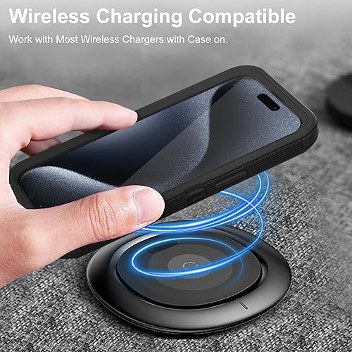 Miniatura 6 de COOYA Funda para iPhone 15 Pro, protección contra caídas de cuerpo completo, resistente a prueba de golpes, 3 capas, híbrida, antideslizante,