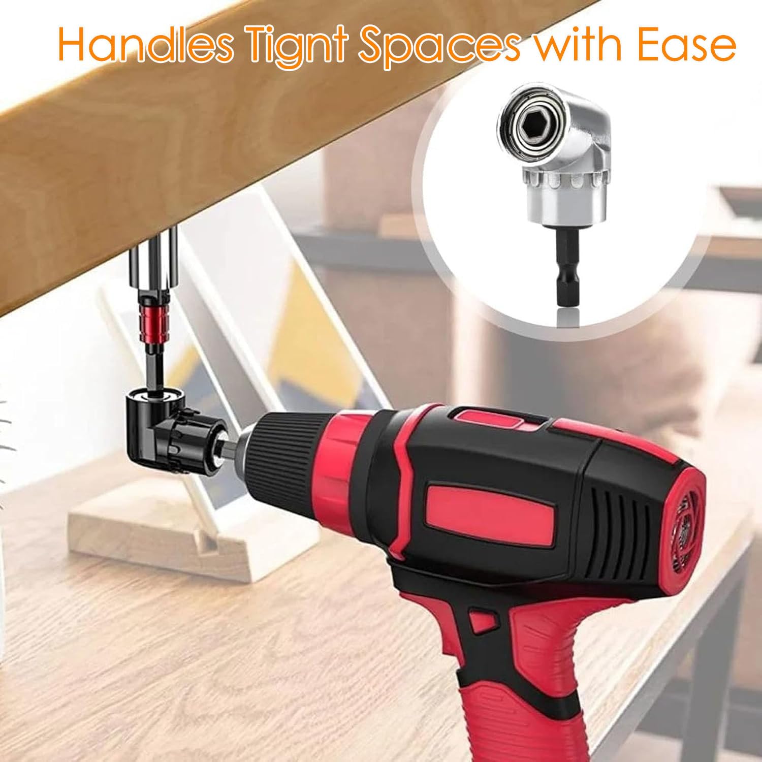105 Degree Right Angle Drill Adapter, 2025 Upgrade Right Angle Drill Attachment with Multi-function Bend Screwdriver Bit, 1/4" Hex Shank Corner Tool Screw Hub for Household Work (Long+Short) — Amazon image 5