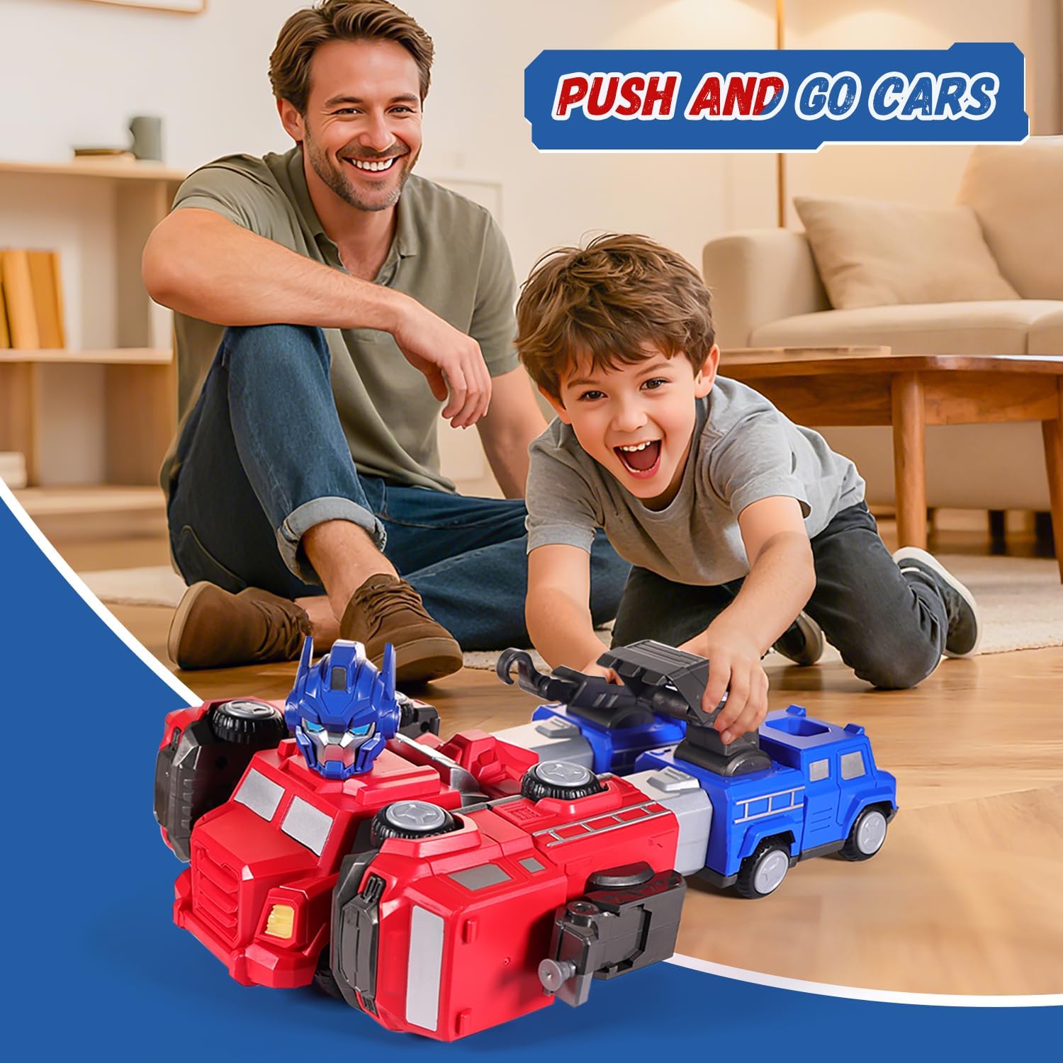 Magnetic Car 5 in 1 Transform Fire Robot Toys for 3 4 5 6 7 Year Old Boys, Magnetic Robotic Action Figures Building Set for Kids,Birthday Gifts Ideas for Boys Ages 3 4 5 6 7(Blue)