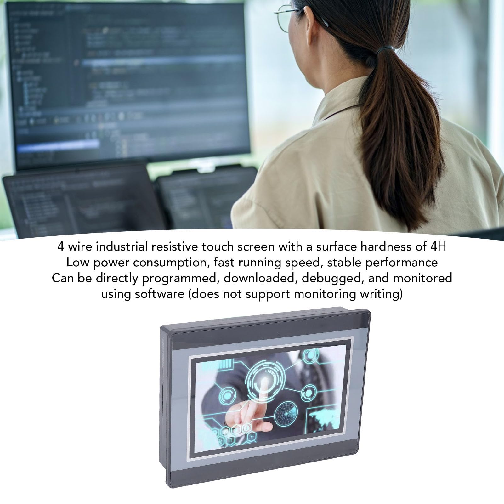 Generic Controlador Lógico Programable Pantalla Táctil PLC HMI de 7 Pulgadas Pantalla Clara para Medición de Temperatura Diseño Compacto de 12 Pulgadas y 8 Salidas