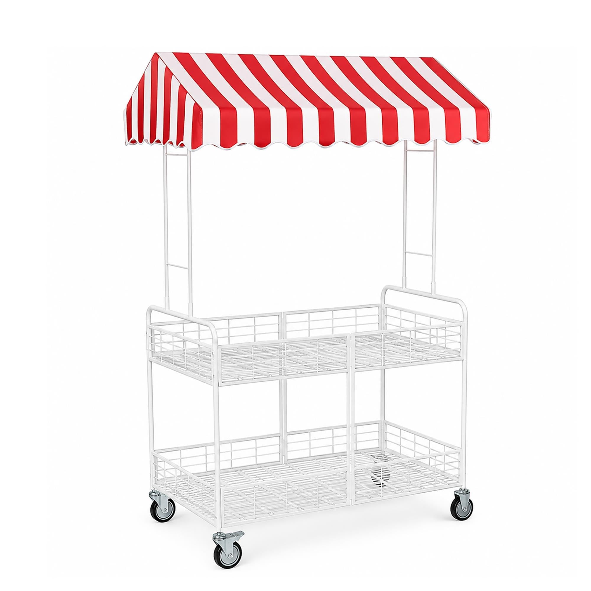 Gtzly Chiosco Portatile Mercato con Tettuccio, Stand Espositivo Due Livelli
