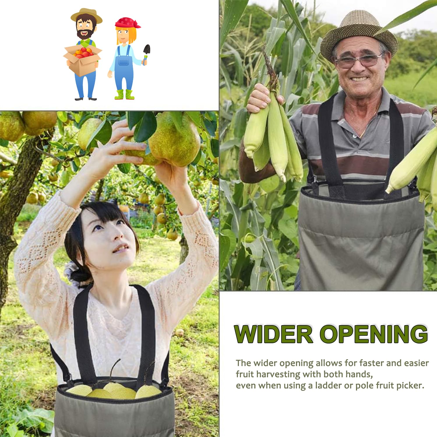 Flagest Tablier de Cueillette de Fruits - Sac de Cueillette de Fruits et Légumes en Tissu Oxford Imperméable et Durable pour le Stockage Des Fruits - Tablier pour le Verger, La Ferme et le Jardin