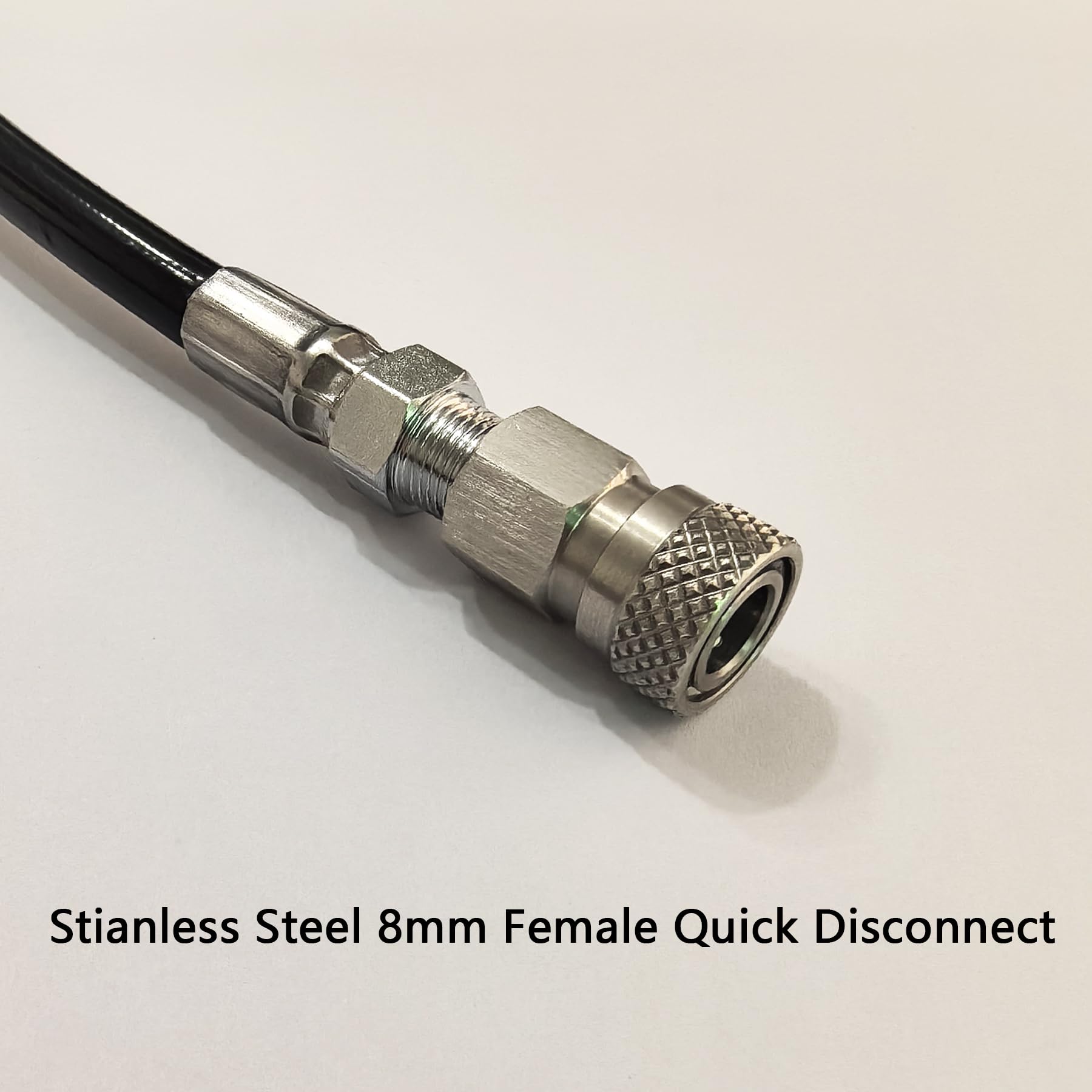 Tubo di riempimento ad alta pressione, 100 cm, 8 mm, maschio/femmina, attacco rapido da 300 bar, con estremità in acciaio inox (doppia estremità femmina)