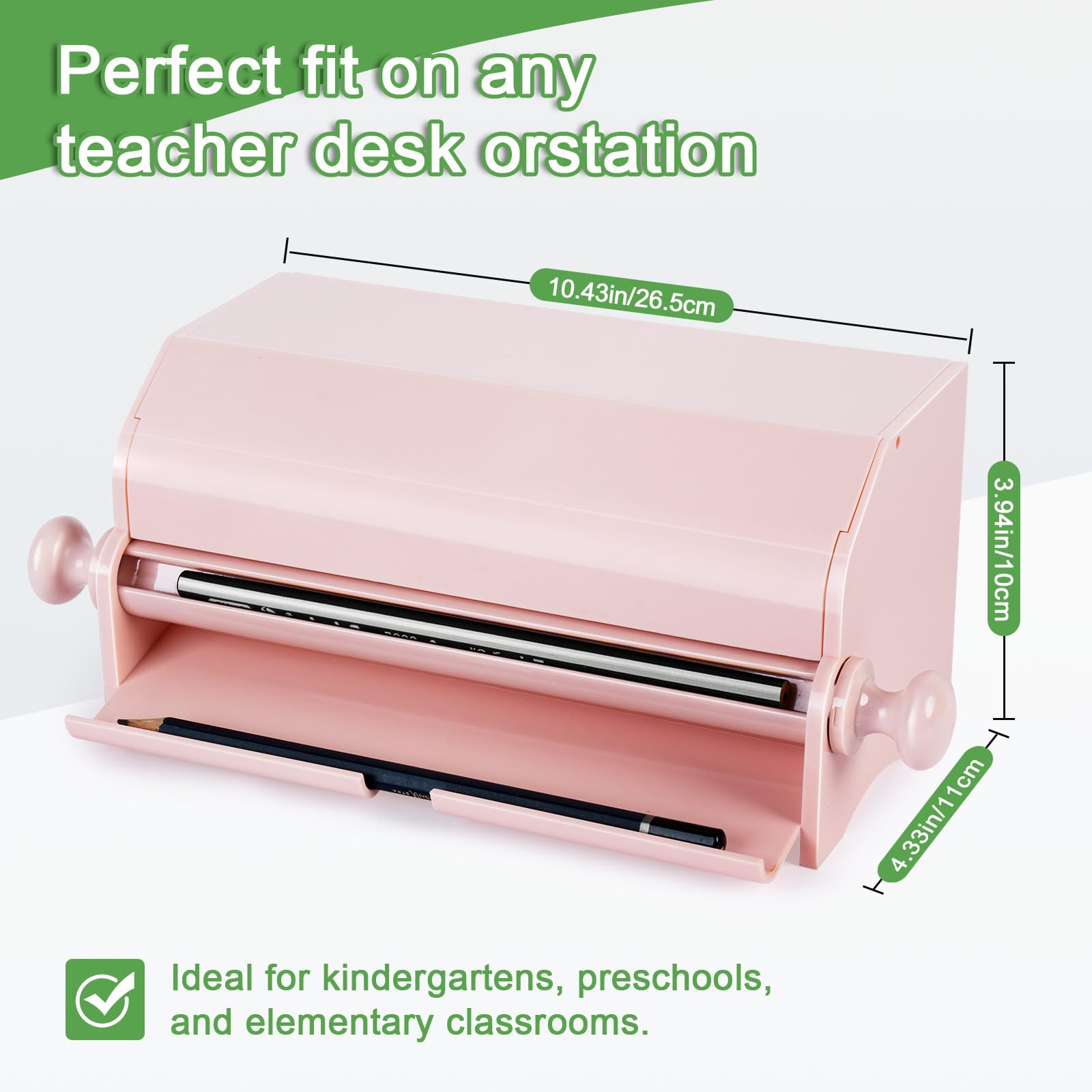 Dispensador de lápices para aula con 4 hojas de calcomanías, soporte acrílico para lápices para escritorio, caja de almacenamiento de lápices para uso en la oficina o regalo para profesores