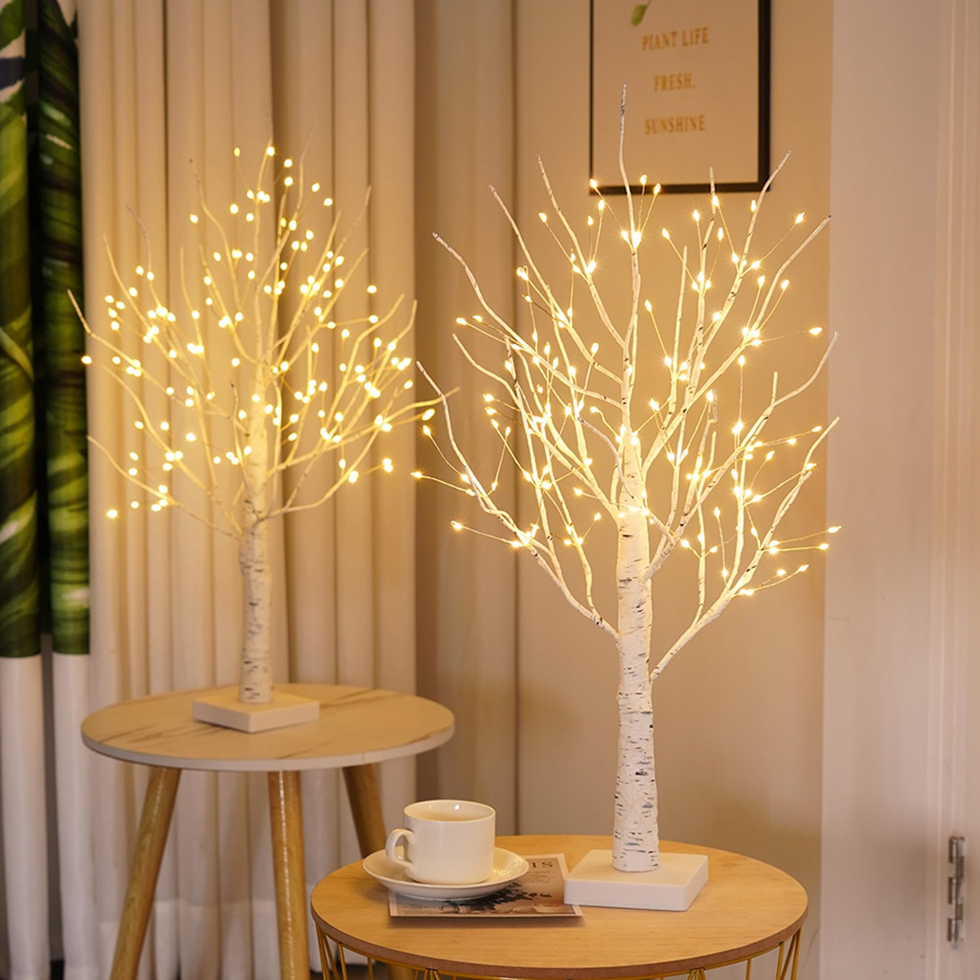 PXBNIUYA 144 LED Birch Tree Light With Timer - USB/Battery Powered, DIY Bendable Branches, Warm White Fairy Spirit Tree For Home & Holiday Decor - View #2