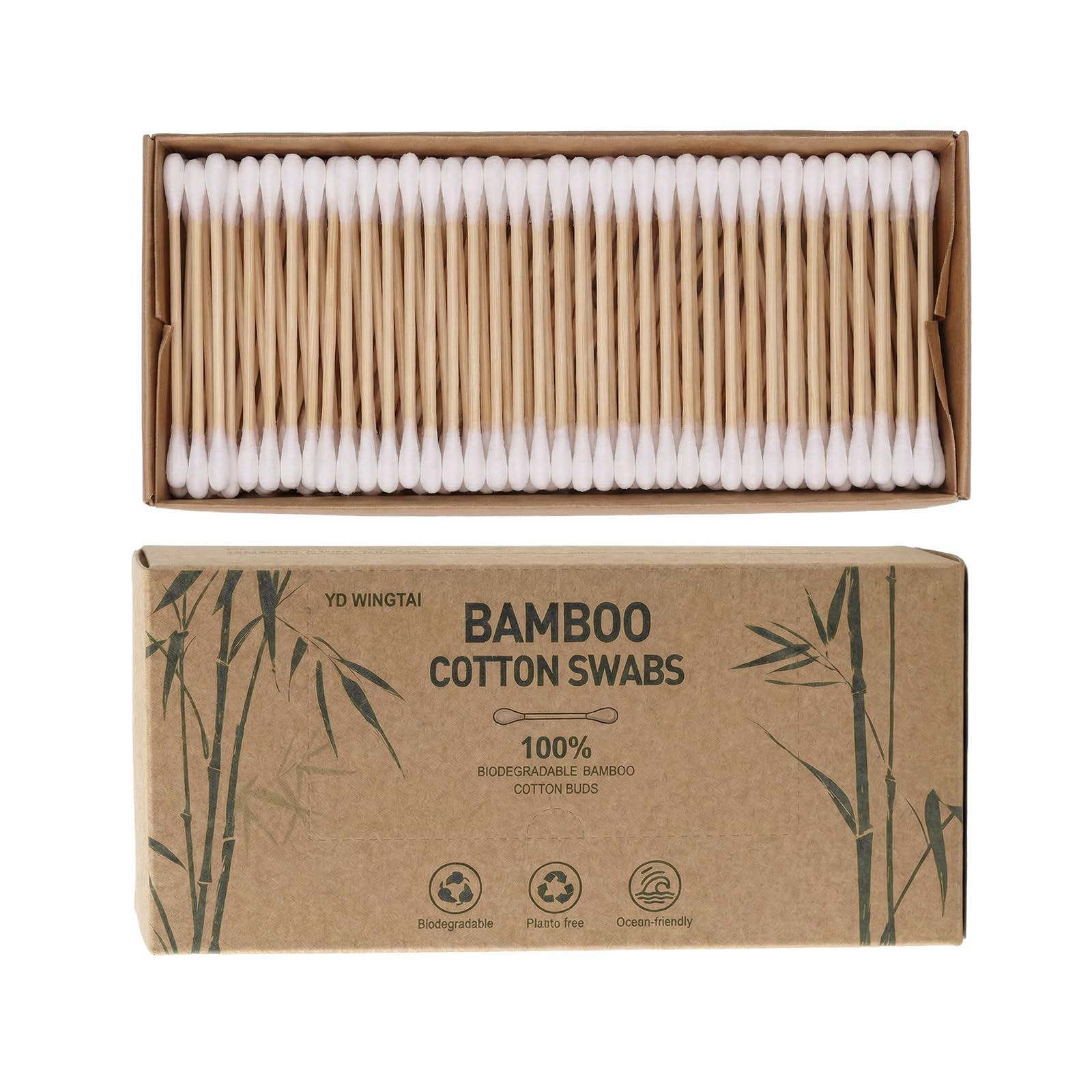 YD WINGTAI Bamboo Cotton Swabs 500 Count Natural Buds 100% - cotton balls and swabs | Mubboo