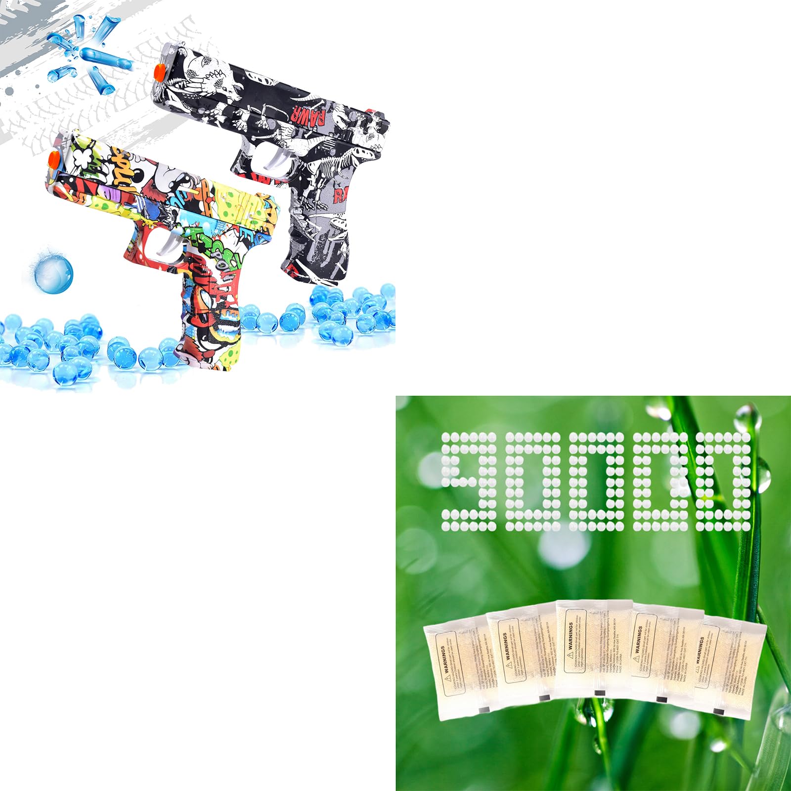 2 Pack Small Gel Splatter Blasters and 90K Pieces 7-8mm Gel Balls Blaster Ammo Refill for 14+ Year Old