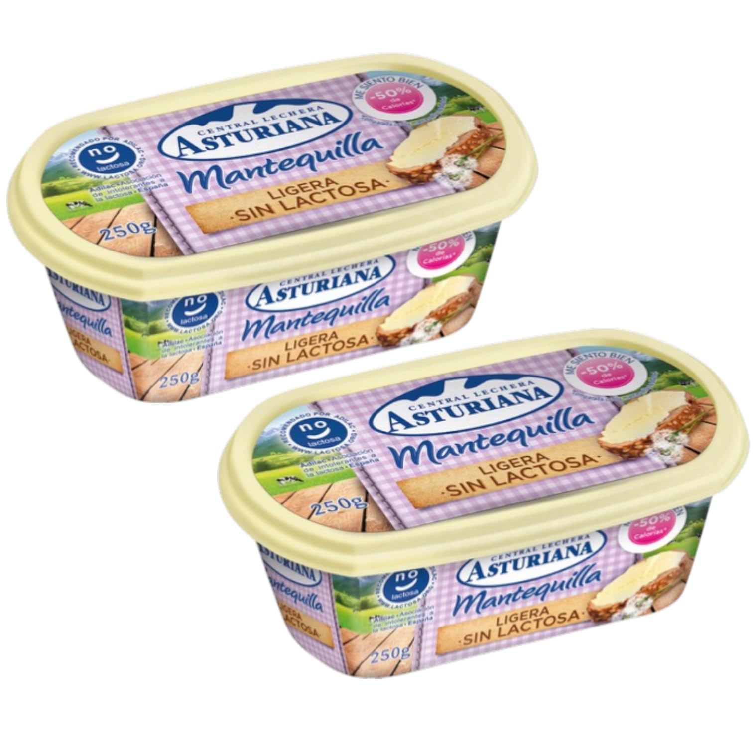 Mantequilla Central Lechera Asturiana 250g Pack 2 Tradicional Ligera Sin Lactosa