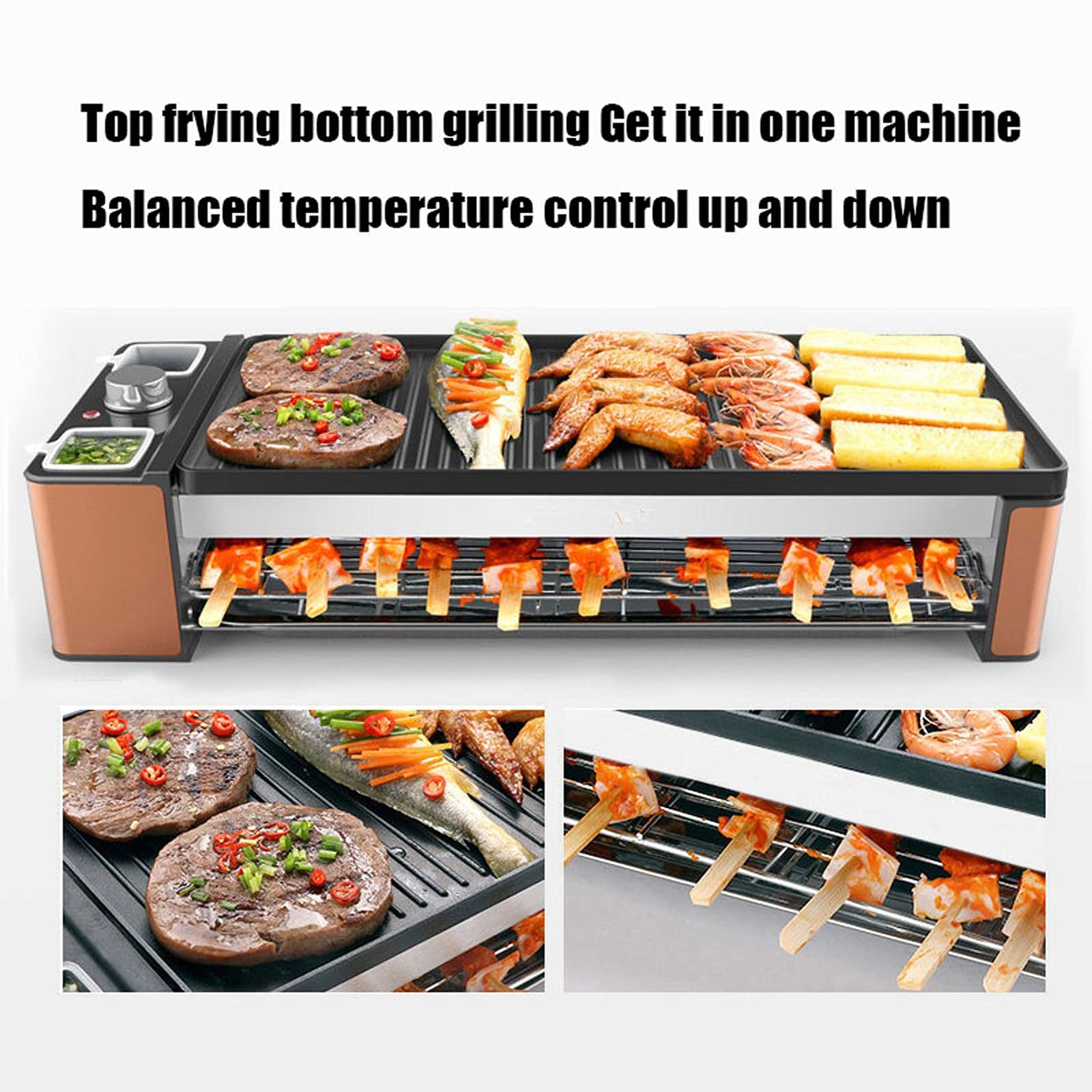 Dwuwarstwowy domowy grill bezdymny, grill elektryczny, elektryczny grill stołowy, wielofunkcyjny elektryczny grill