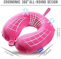 Vista 29 de Fabuday Memory Foam Neck Pillows for Travel - Airplane Pillows for Sleeping with Attachable Snap Strap Soft Washable Cover, Flight Pillow for Pink