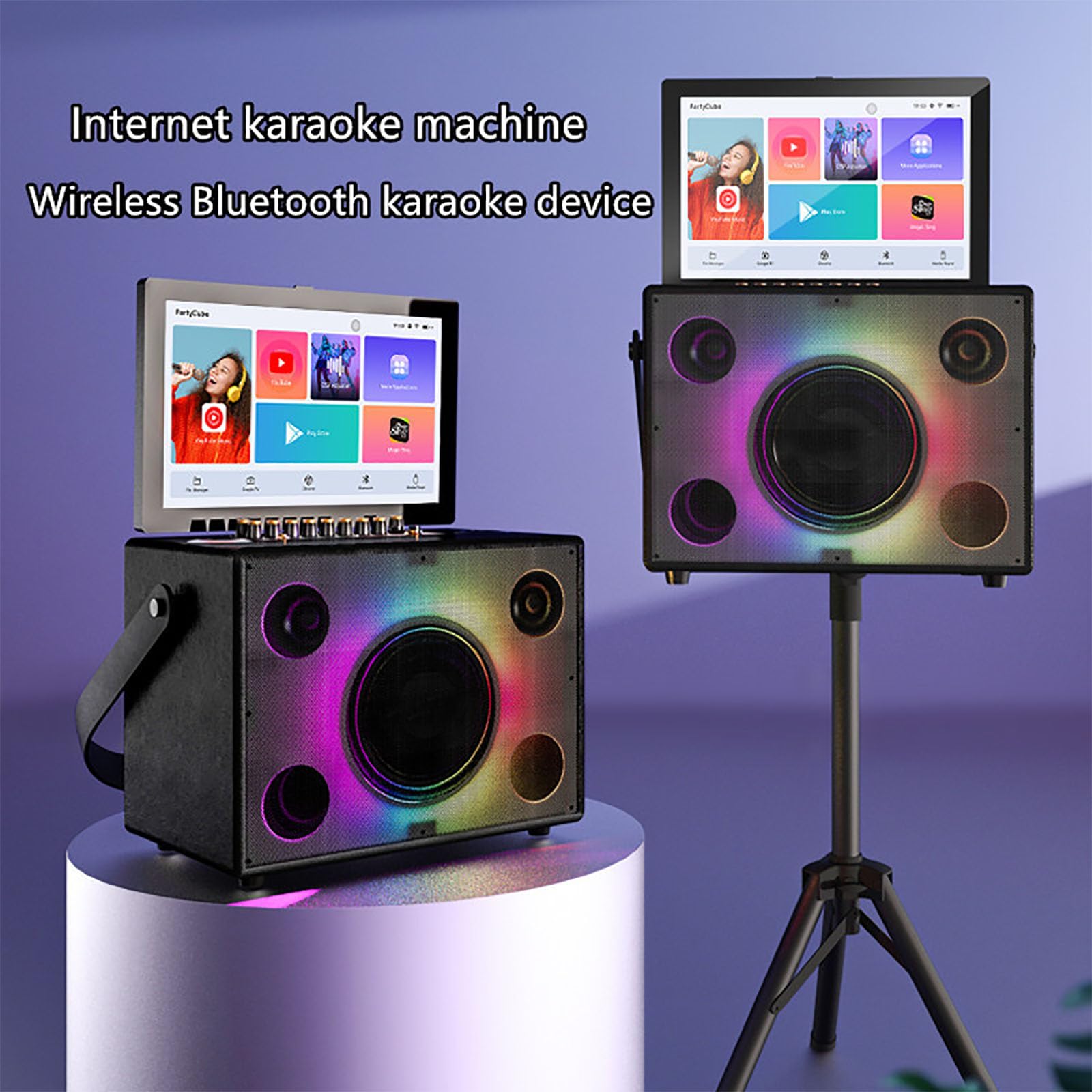 Dispositivo Karaoke Professionale, Altoparlante Karaoke Senza Fili con Touch Screen da 14,1", Supporta il Controllo dell'App del Telefono e Schermo Rotante, Supporta il Doppio Design e Facile da Rip