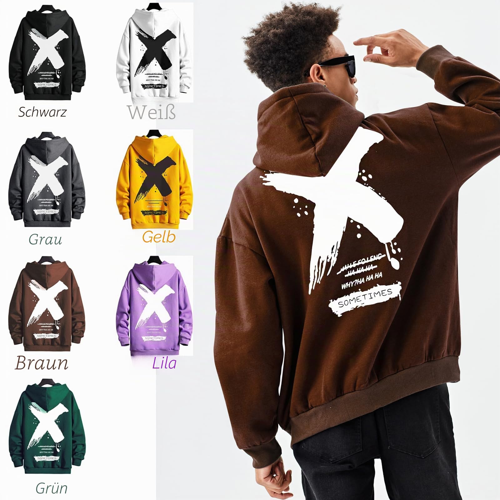 Moshtashio Hoodie Herren Kapuzenpullover Fleece Sweatshirt Winter Herbst | Graphic Pulli mit Kapuze Unisex Basic Pullover mit Aufdruck Hip Hop Langarm Streetwear Techwear Hoodie Für Männer