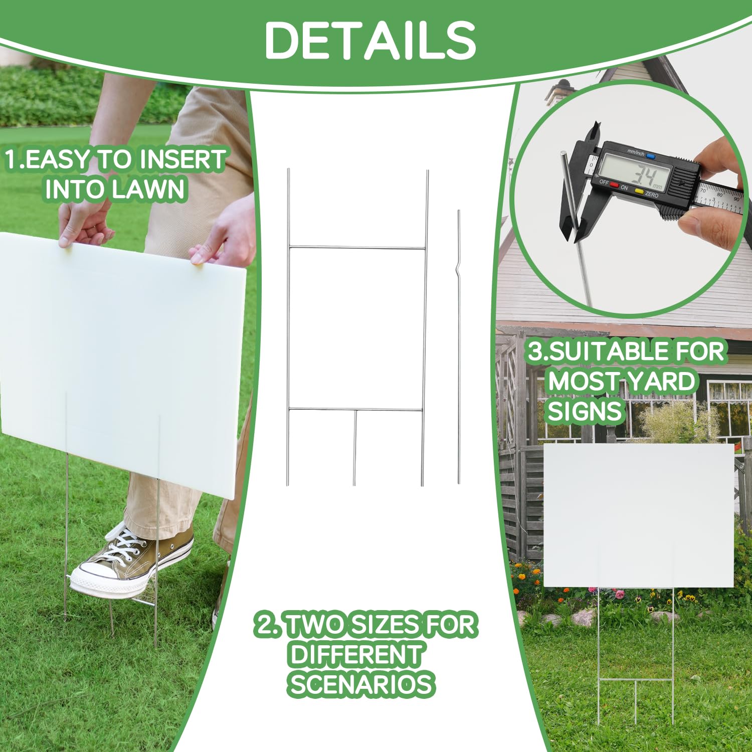 Acuxiaza Confezione Da 2 Pali Da 120 Cm, Impermeabili, Per Cartelli In Metallo, Supporto Per Segnaletica Per Esterni, Prato, Bar, Parcheggio, Garage, Eventi, Solo Per Cartelli In Alluminio, Nero, 1,2