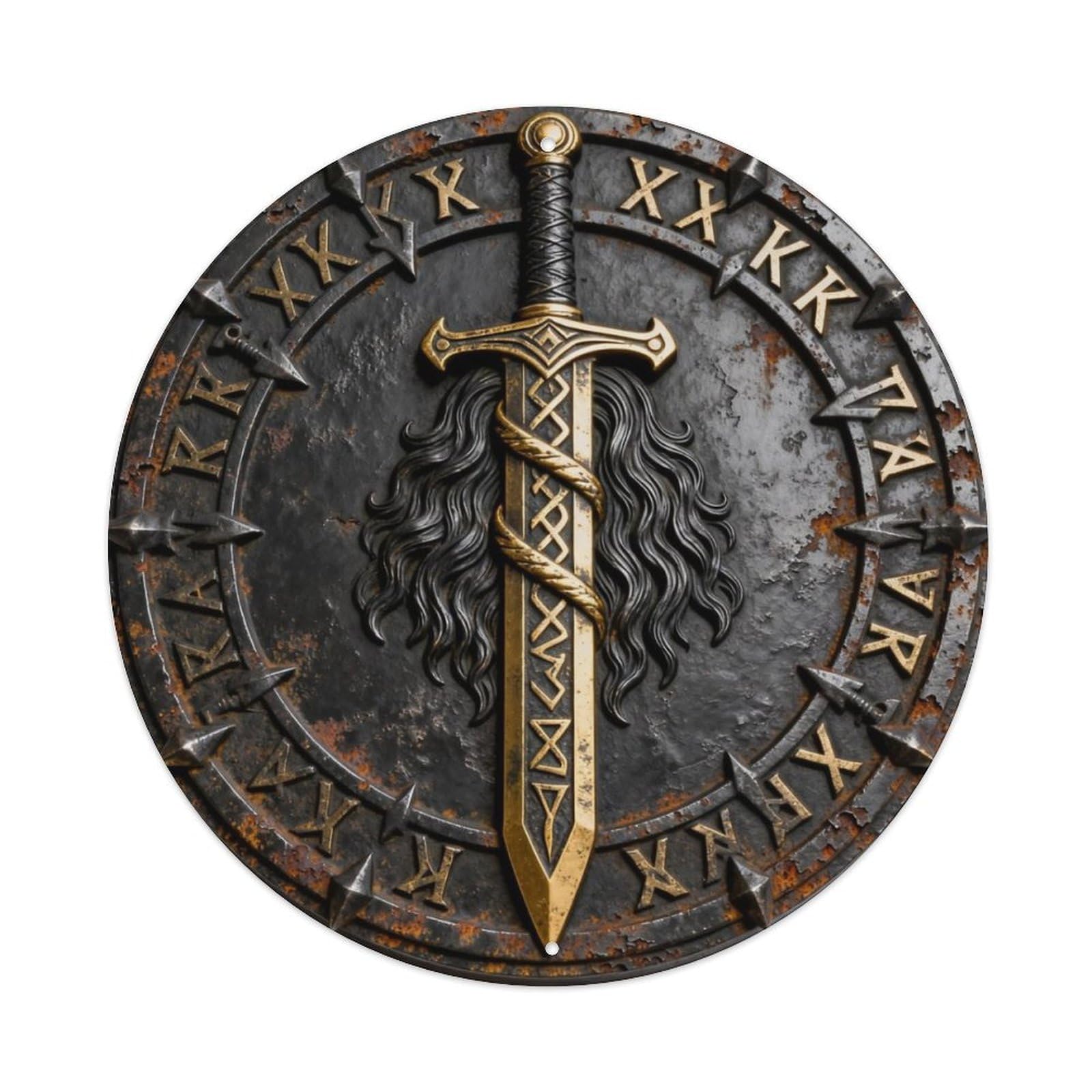 Viking Rune Sword Battle Metal Tin Sign Plaque