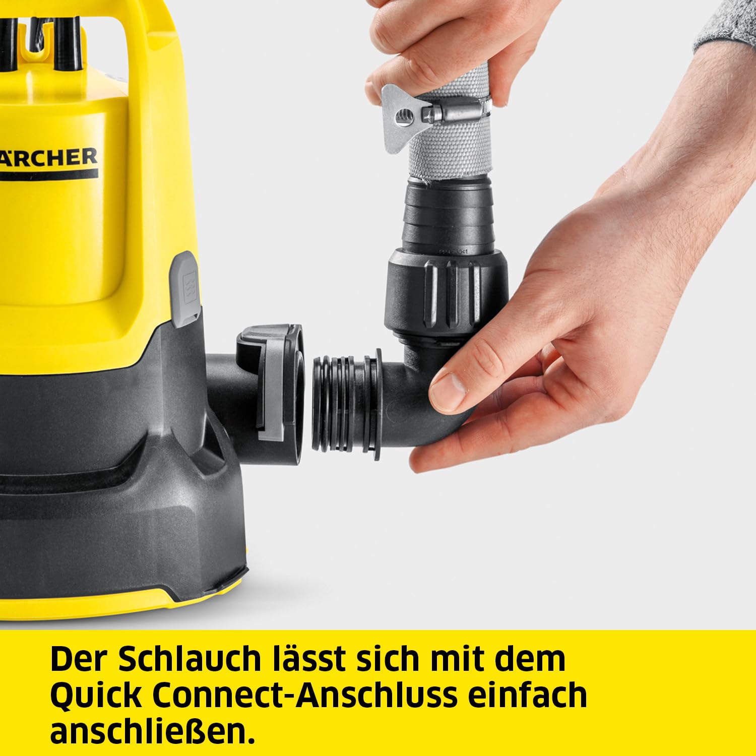 Kärcher SP 9.000 Flat flachsaugende Tauchpumpe, Fördermenge: 9.000 l/h, Eintauchtiefe: max. 7 m, für Schmutzwasser mit Partikeln bis zu einer Größe von 5 mm, Restwasserhöhe: 1 mm, Druck: 0,6 bar