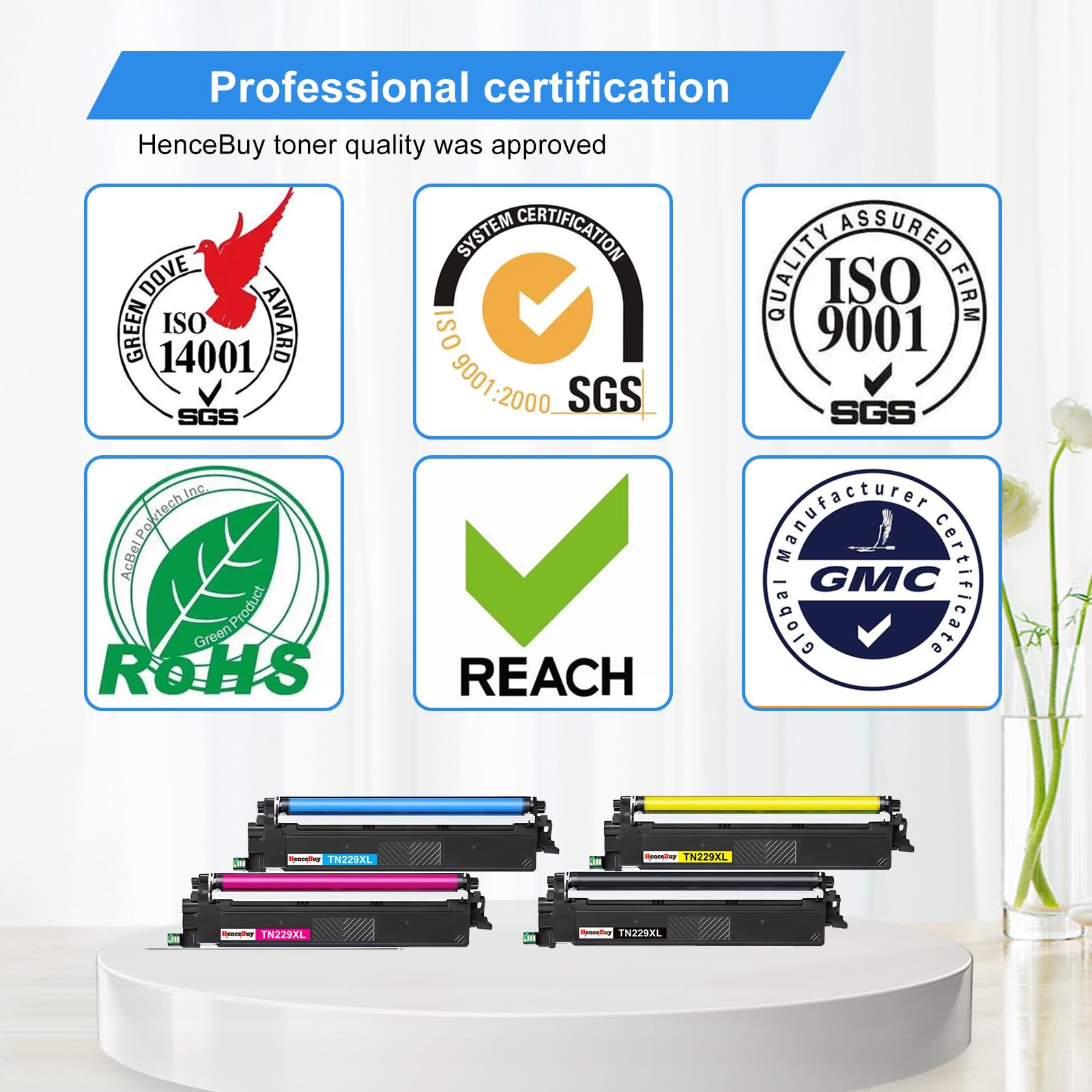 Lot de 4 cartouches de toner compatibles TN229XL TN-229XL TN229 XL pour imprimante MFC-L3720CDW MFC-L3780CDW HL-L3220CDW HL-L3280CDW HL-L3300CDW B/C/M/Y)
