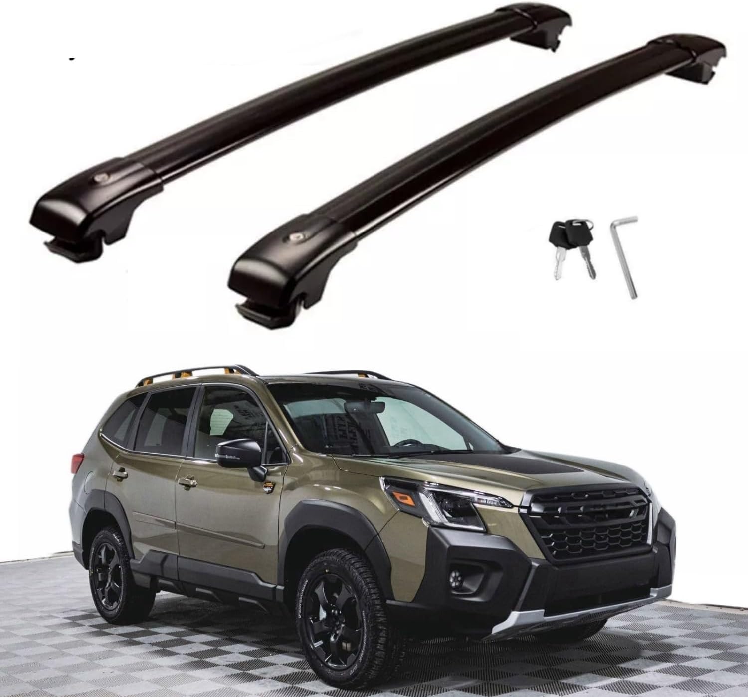 Upgraded Cross Bars Roof Rack Lockable Compatible with Subaru Forester Wilderness 2022-2024 Aluminum Crossbars Cargo Carrier（Black）