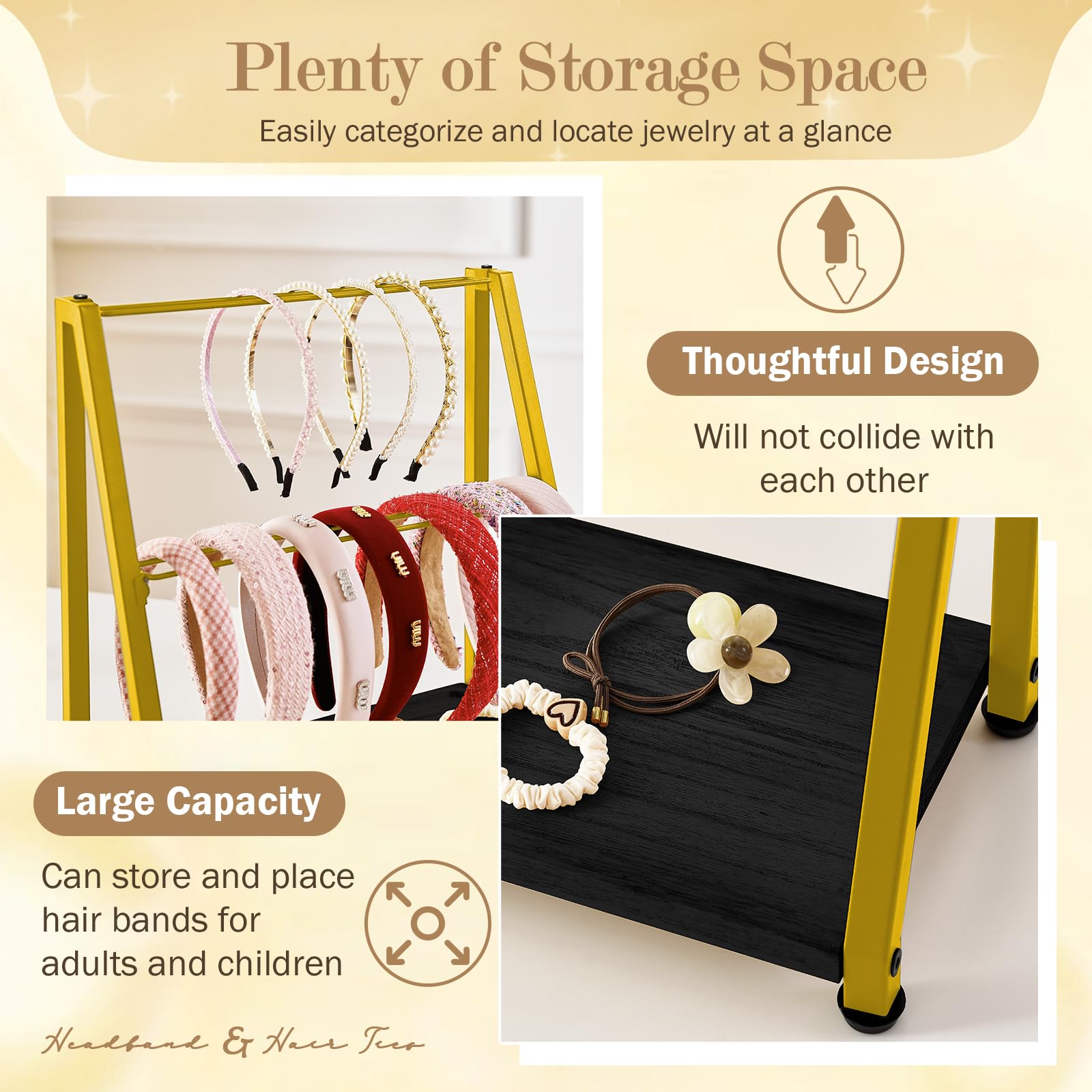 Amazon.com: DGWJSU Headband Holder Organizer Metal 2-Tier  display picture 3