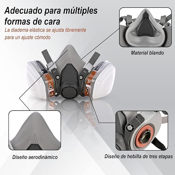 Faburo Respirador Mascarilla Pintura | Mascara de Proteccion Reutilizable para Proteger del Polvo, el Gas, la Pintura, los Vapores Orgánicos y Bricolaje y Herramientas, Gafas y Filtro de Carbon Activo - 2