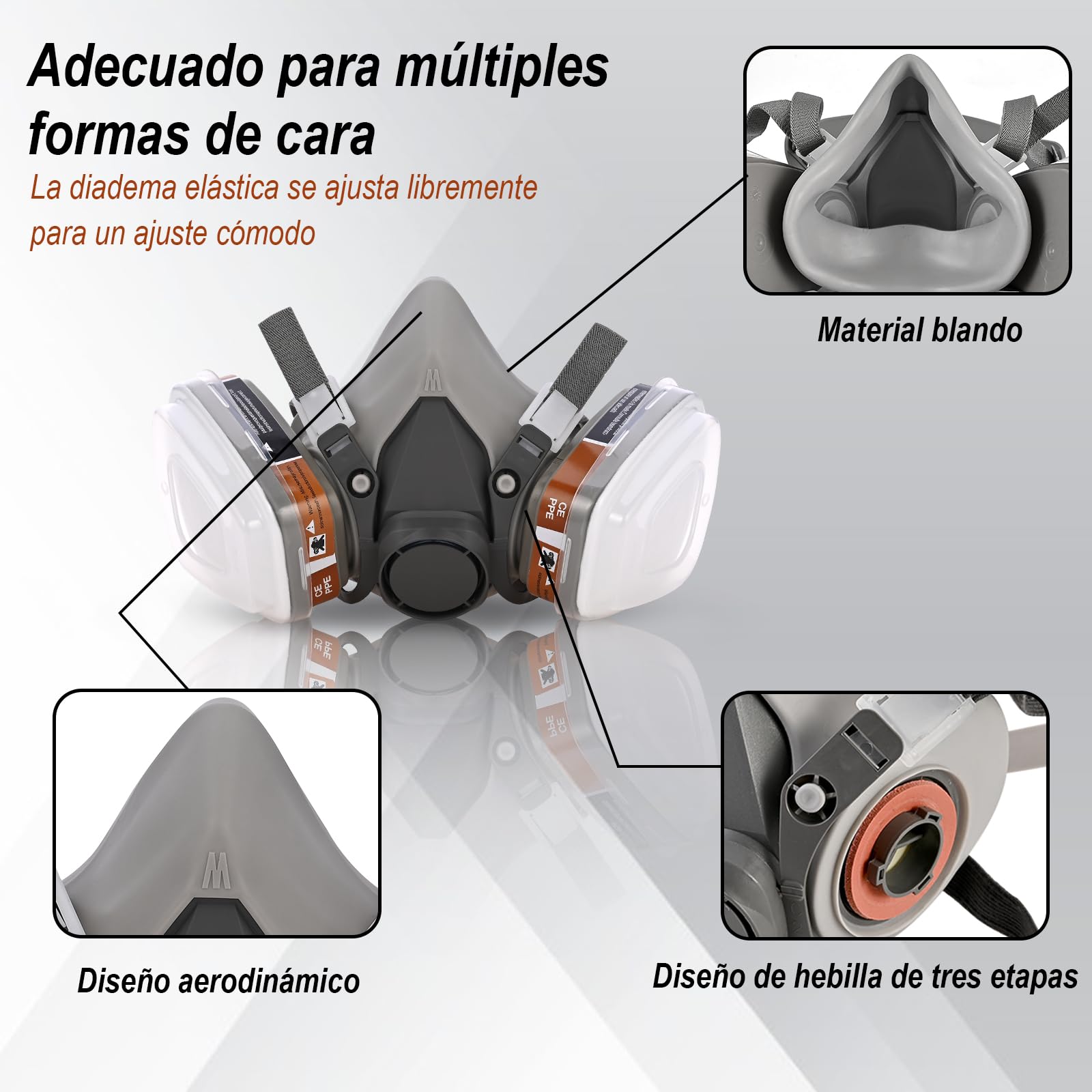 Faburo Respirador Mascarilla Pintura | Mascara de Proteccion Reutilizable para Proteger del Polvo, el Gas, la Pintura, los Vapores Orgánicos y Bricolaje y Herramientas, Gafas y Filtro de Carbon Activo