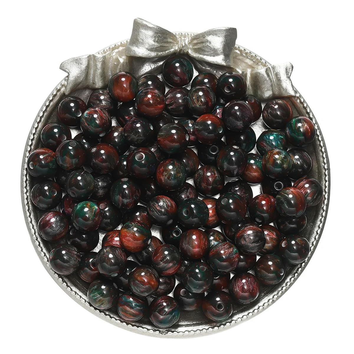 HUIOYG 20-50pcs Glitter Round Resin Bead Beads for DIY Necklace Bracelet Jewelry