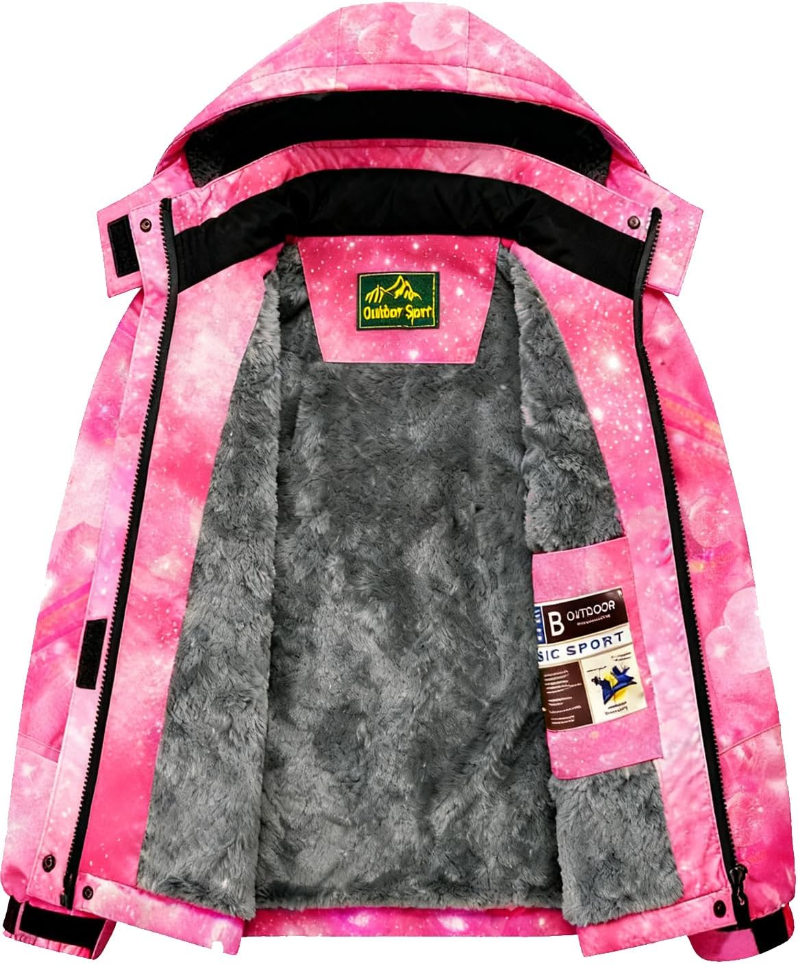 Girl's Waterproof Ski Jacket, Warm Fleece Lined Winter Snow Windproof Jackets, Hooded Ski Coat - Image 4