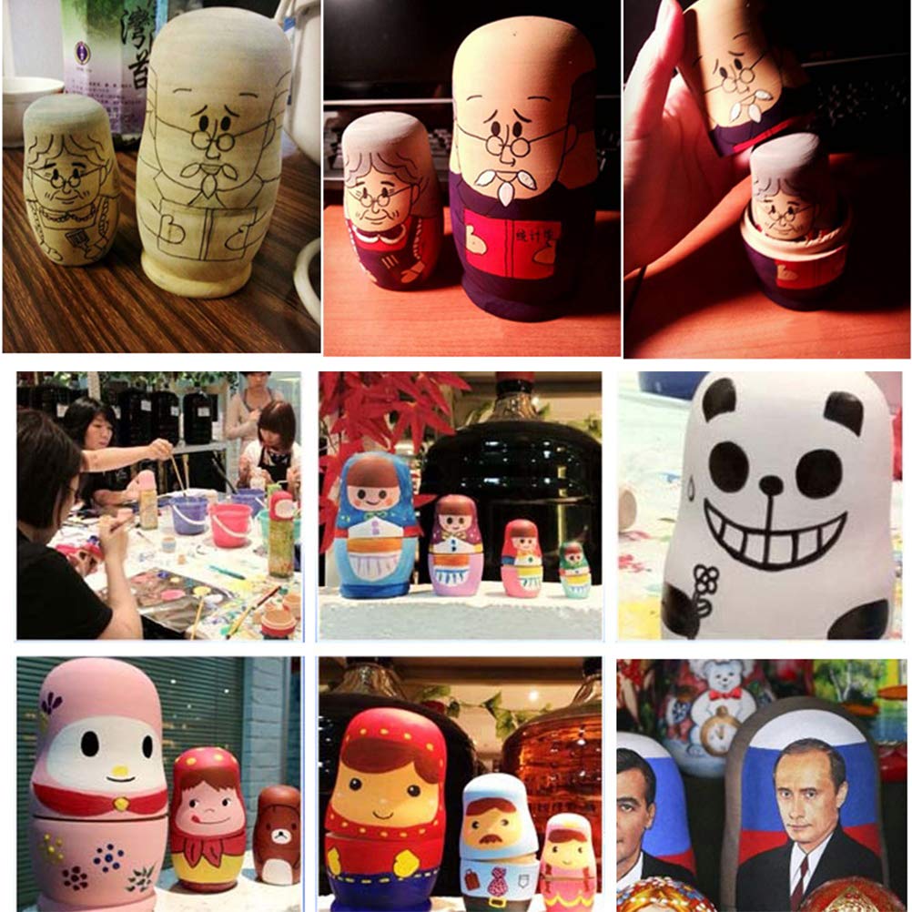 FOCCTS poupées gigognes en Bois, poupées Russes Non peintes, Ensemble de 6 poupées empilables matriochka Russe Enfants Jouet décorations-Cadeaux