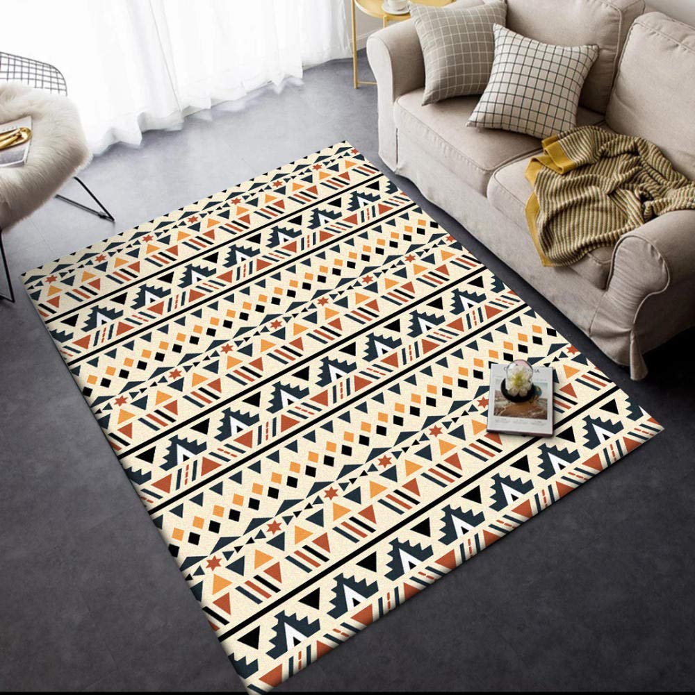 Tapis Salon Antidérapant Tapis Chambre Grande Taille Tapis Moderne Retro And Old European Style Orange Floral Ethnic Style 160 X 200 Cm (5'3''x6'6