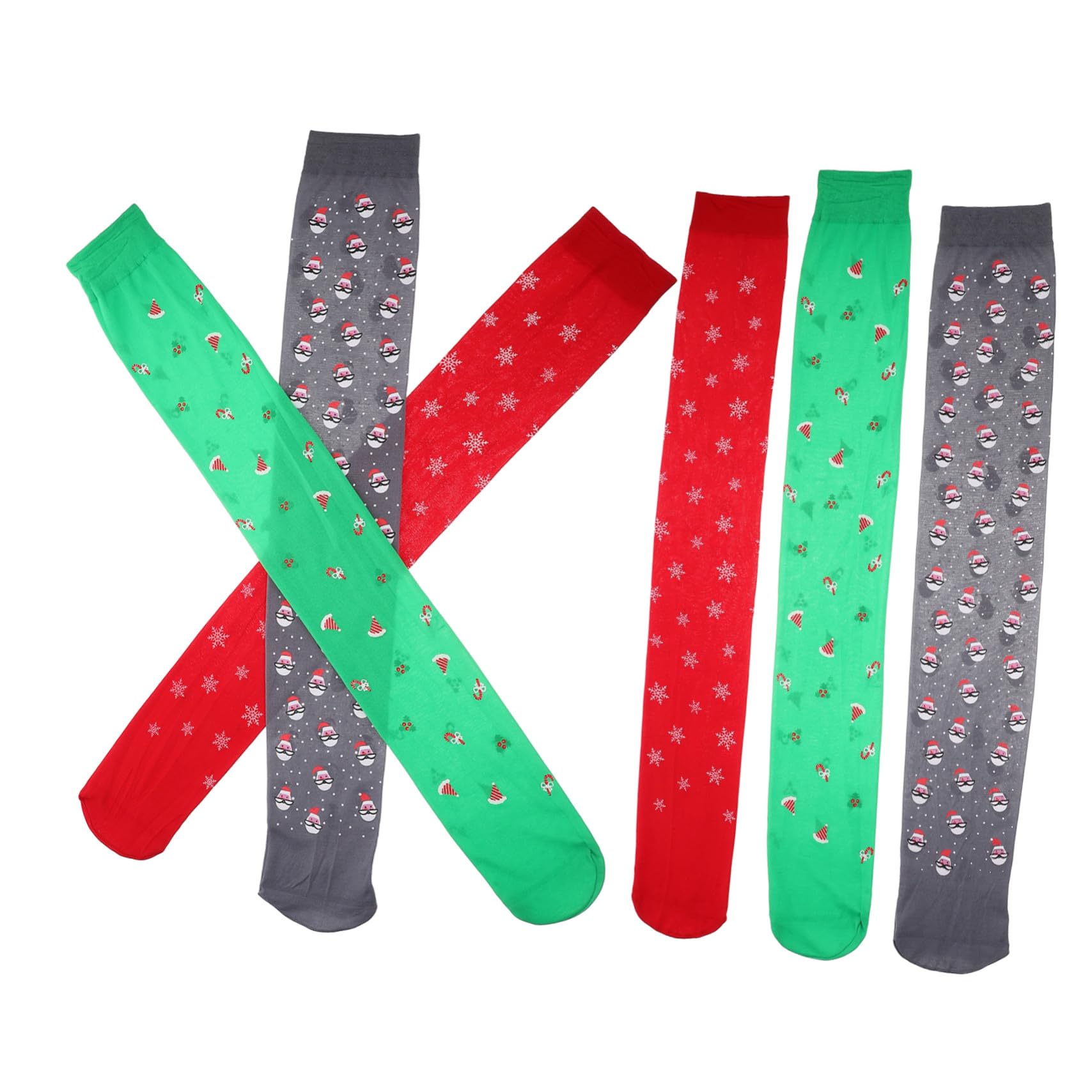 3 Paires Lot Chaussettes Longues de Noël Soie Motifs Festifs Chaussettes Dessus Genou Respirantes et Confortables pour Fêtes Dhiver