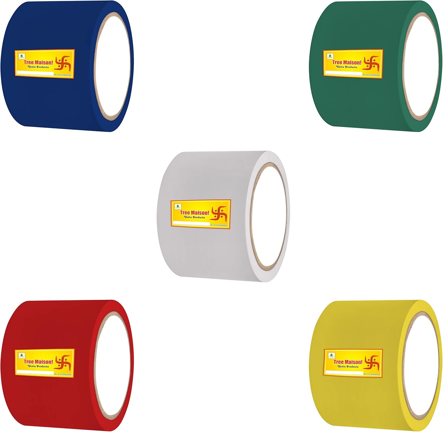 TREEMAISON Vastu Color Tapes, Vastu Tape Home Remedy (3Inch,20 Meter Approx) Pack-5