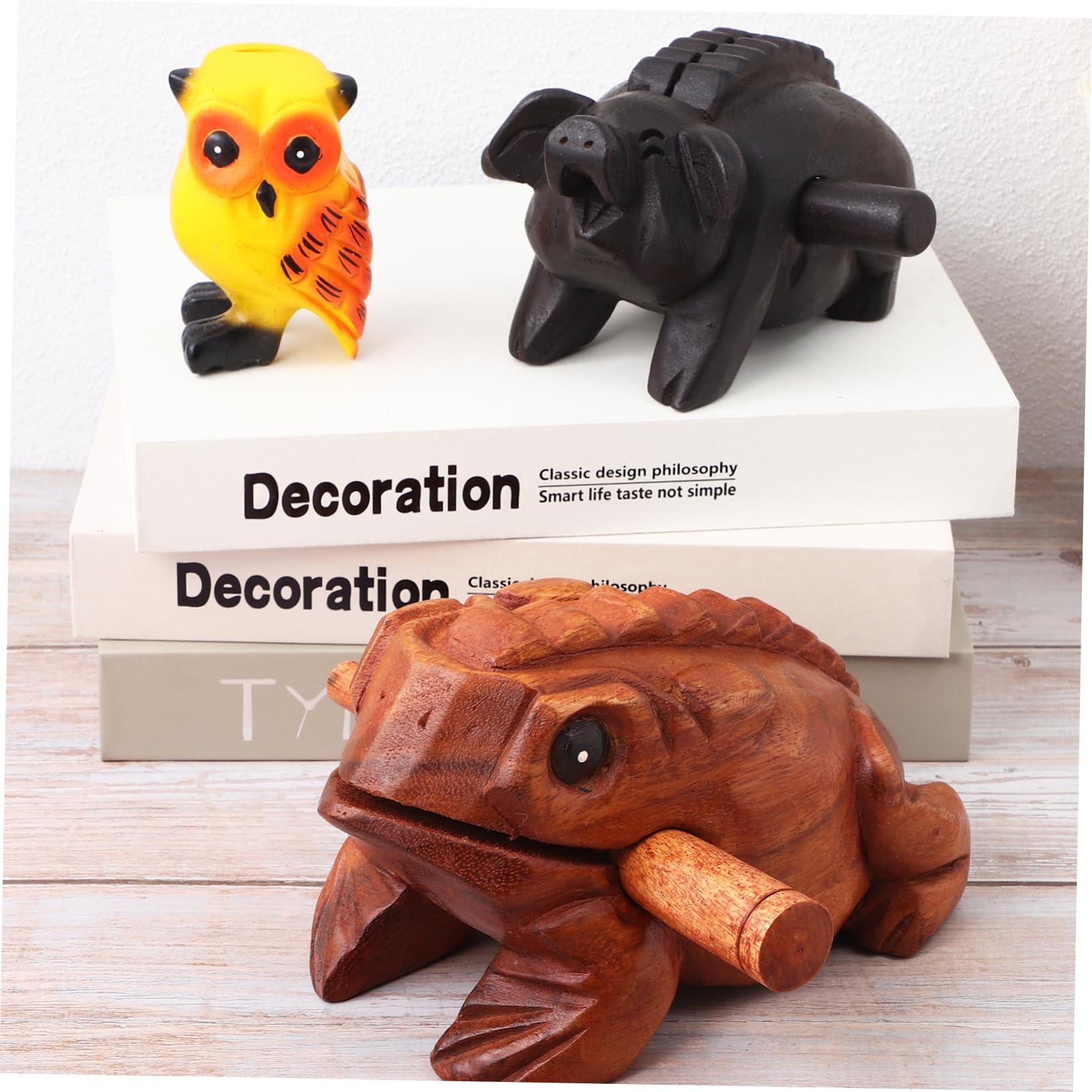 Mikinona 3pcs Animales De Sonido De Madera Decoración De Oficina Hogar Juguete Educativo Instrumento Musical