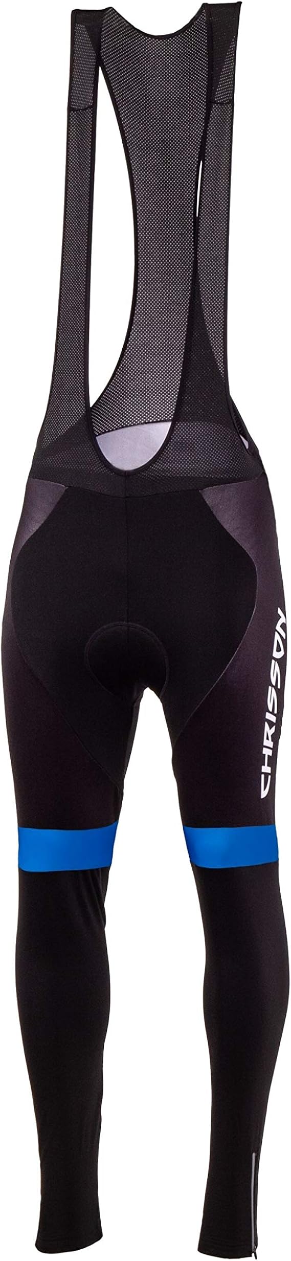 CHRISSON Essential Lang Winter Fahrradhose mit Trägern für Herren, Thermo Radhose mit Blue Gel