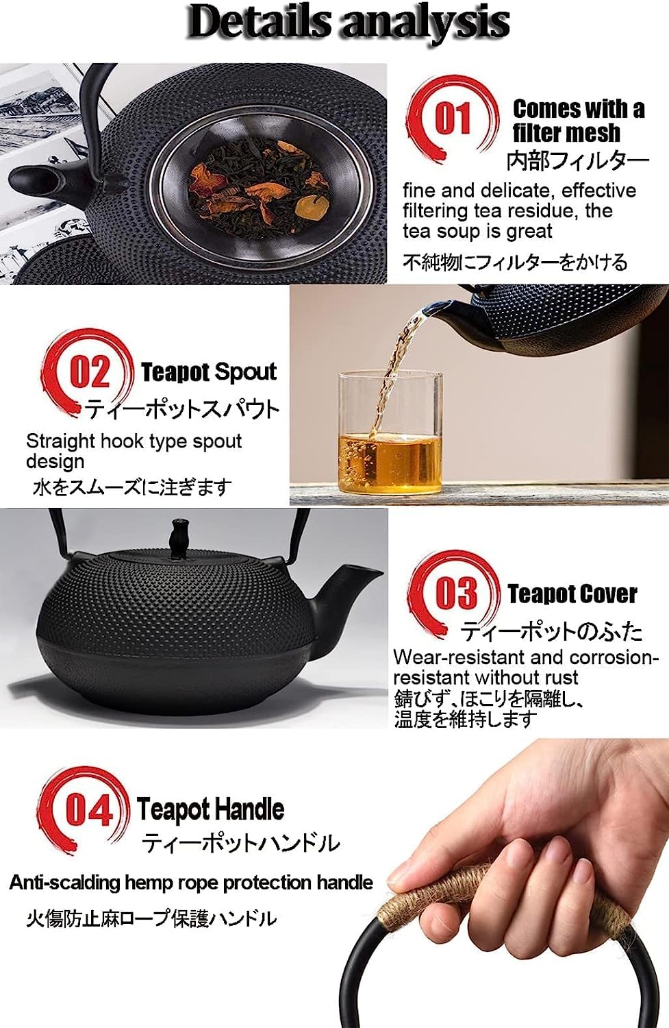 Japonaise Théière Théière en Fonte Théière En Fonte De 30,4 Oz/0,9 L Avec Infuseur Théières Japonaises Bouilloire Pour Restaurant De Cuisine À Domicile Theiere en Fonte