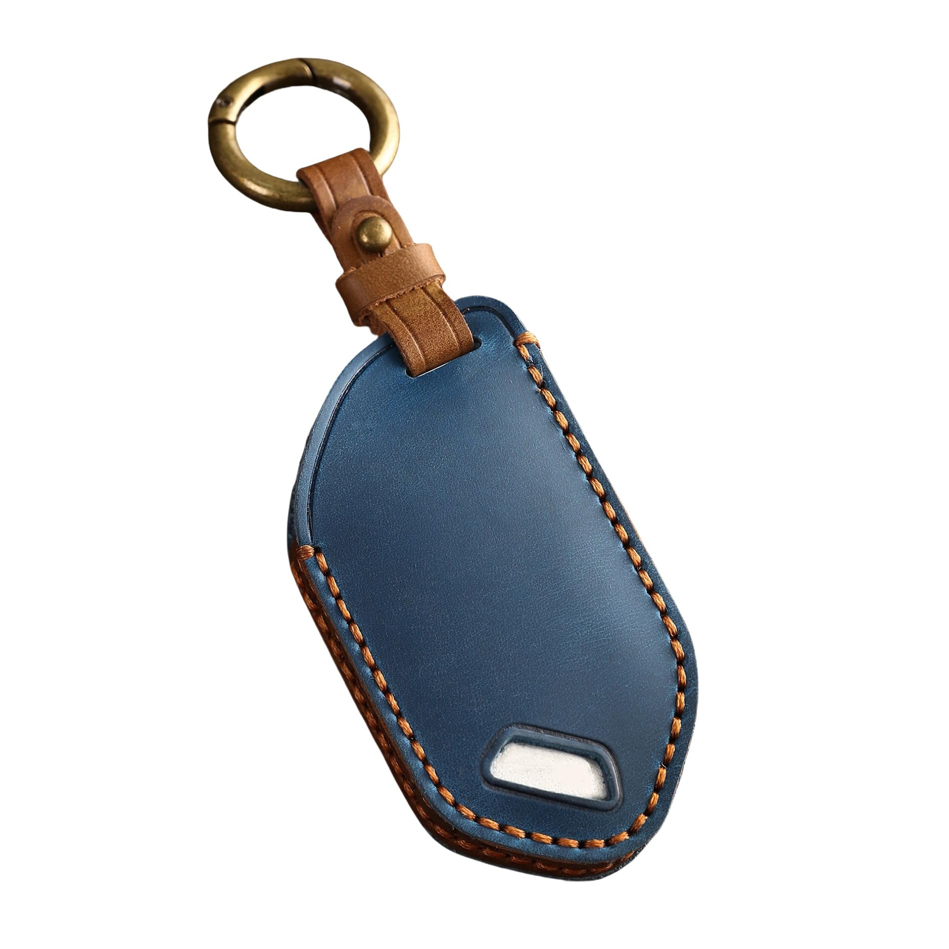 Genuine Leather Key Fob Cover For KIA Telluride 2023-2024, 5-Button Smart Key, Blue