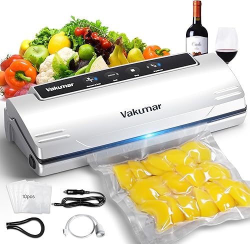 Miniatura 9 de Máquina selladora al vacío mejorada para alimentos, sellador de alimentos 8 en 1 con potente succión, modos seco y húmedo, compatible con Sous Vide,