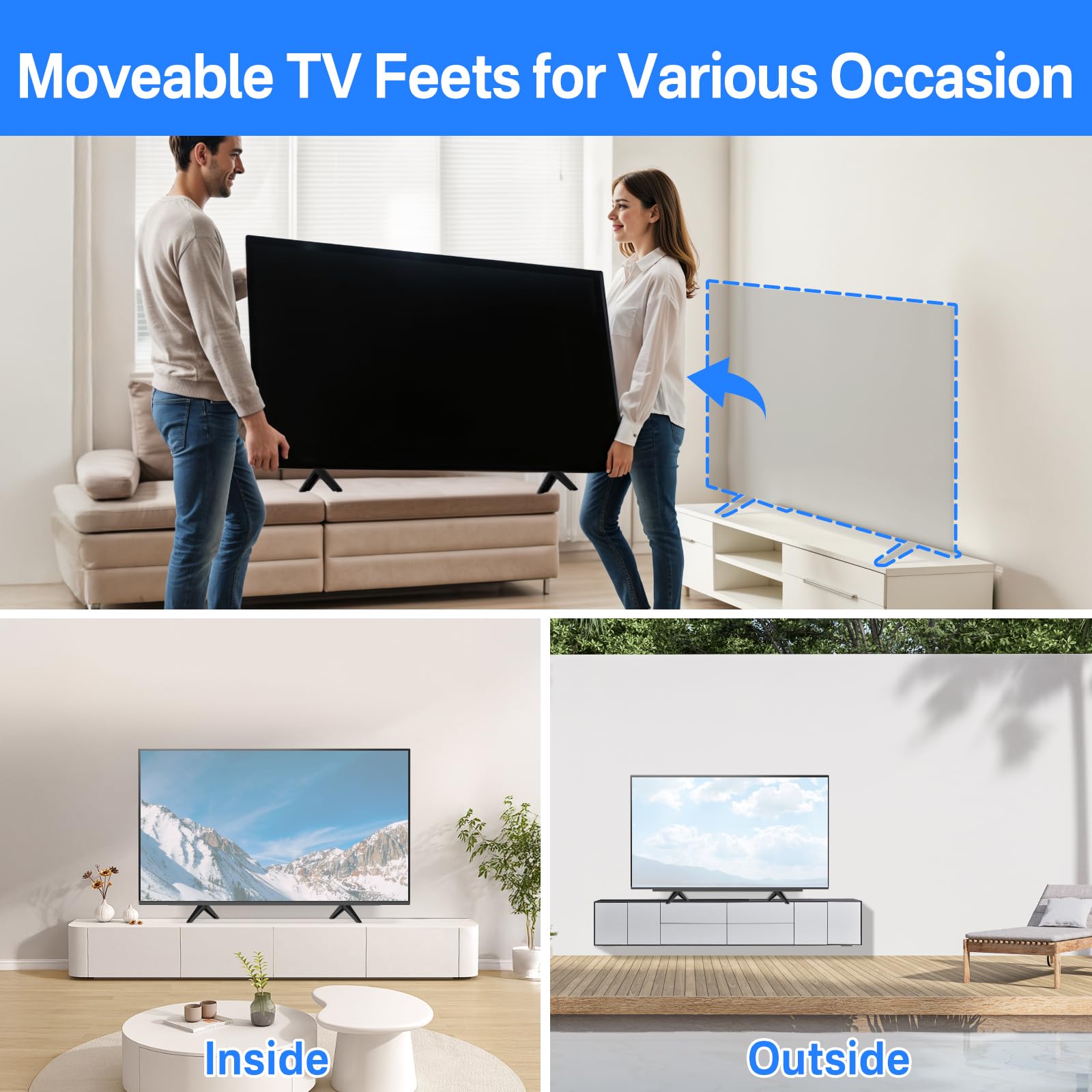 Patas de Soporte de TV para Patas de TV Onn, Solo para televisores Onn Roku de 40 a 100012584, 43 a 100012586, 50 a 100012587, 55 a 100012588, sin taladrar en la Pared, fácil de Instalar