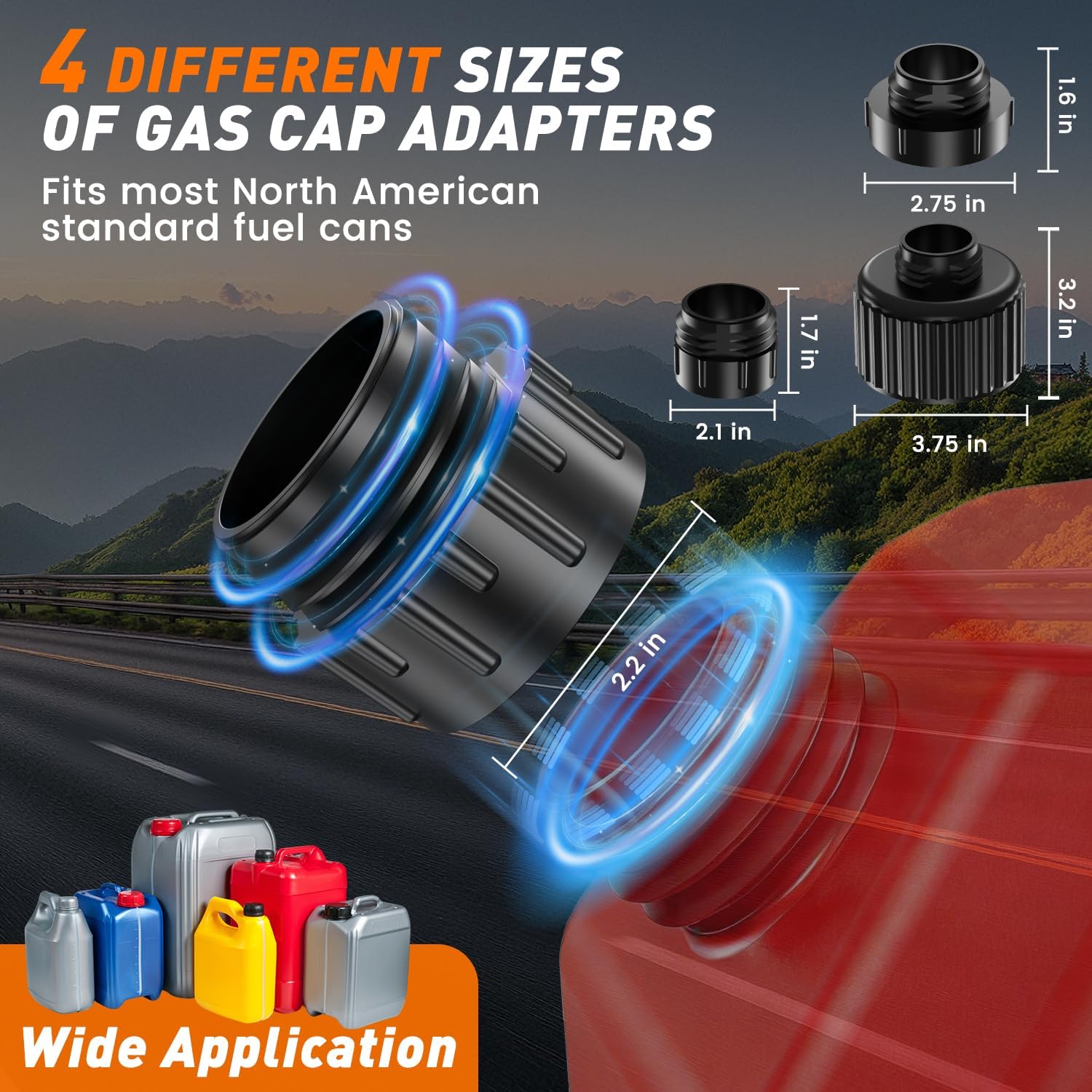 Fuel Transfer Pump with Auto-Stop,3.8 GPM Flow, 51'' Heavy Duty PVC Hose, Battery or USB Powered Gas Can Pump with 4 Can Adapters, No Spill Sensor, Portable Fuel Pump for Oil, Diesel, Gasoline