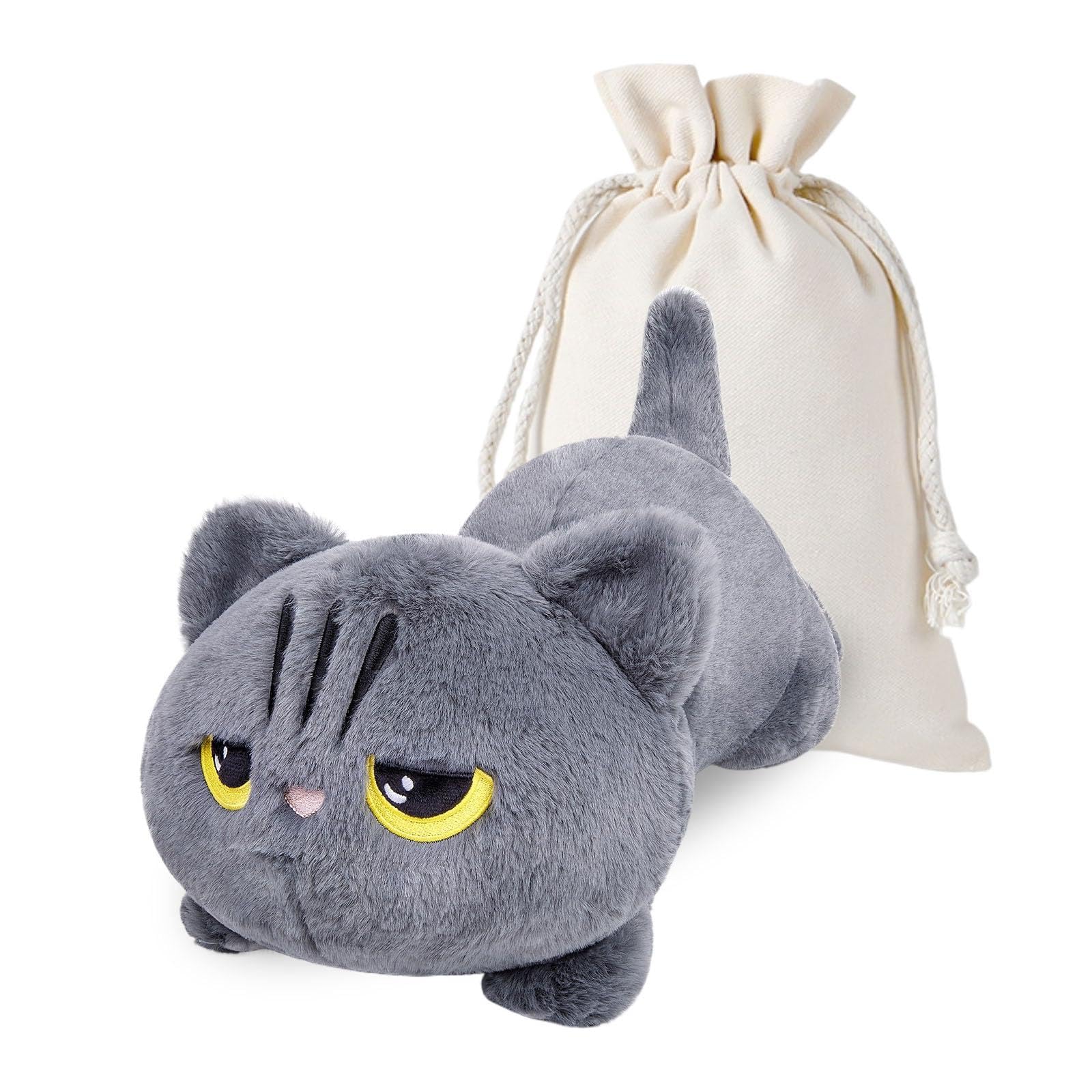 RLOMUTE Grey Cat Weighted Plush Toy Microwaveable Cute Super Soft Stuffed Animal Plushies Pillow Weighted for Hugging Warm Hot or Cold Gift for All Ages Kids Teens and Adults 19.6in/50cm 4.4lb — image 1