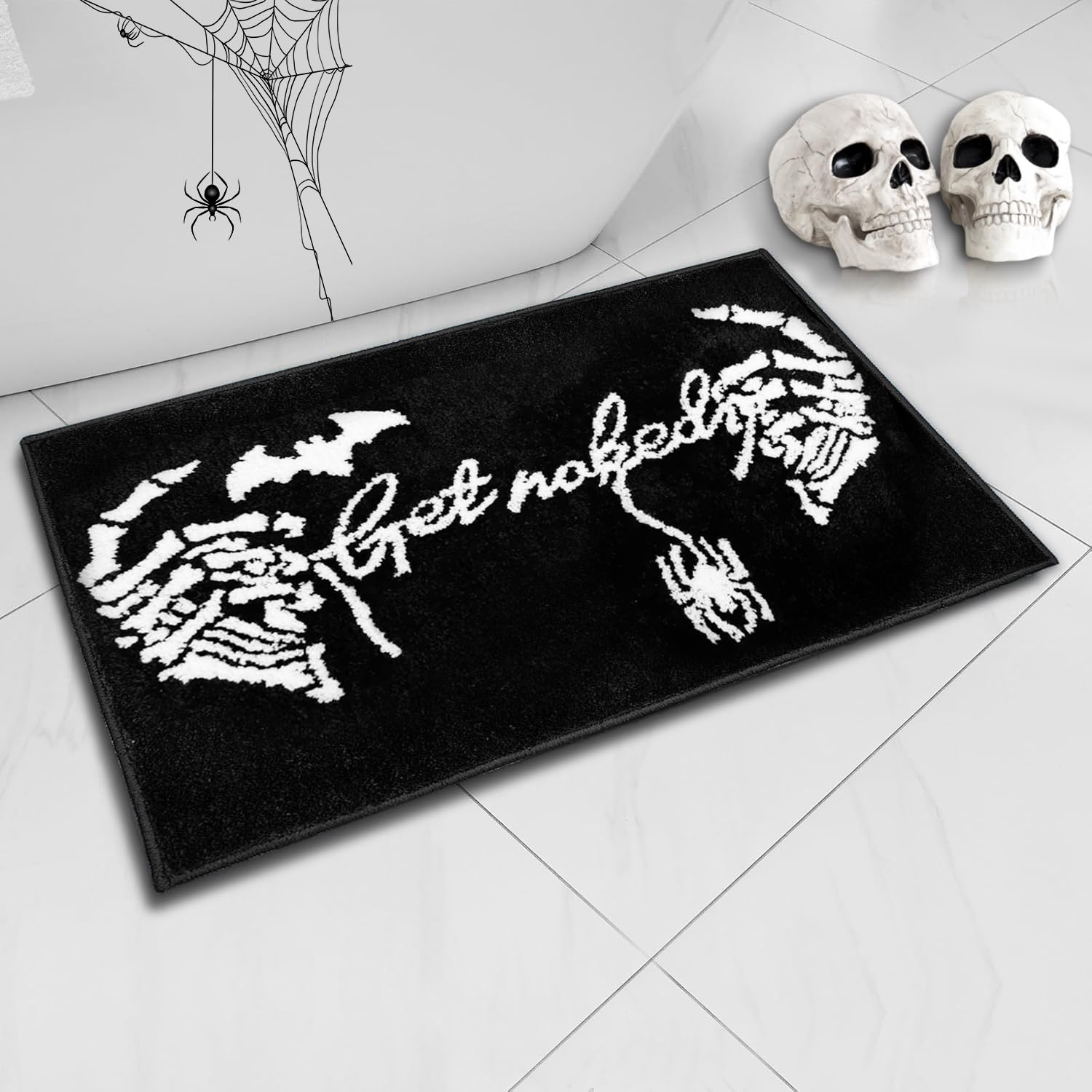 Amazon.com: Get Naked Gothic Bath Mat Black White Gothic Bathroom Rug ...