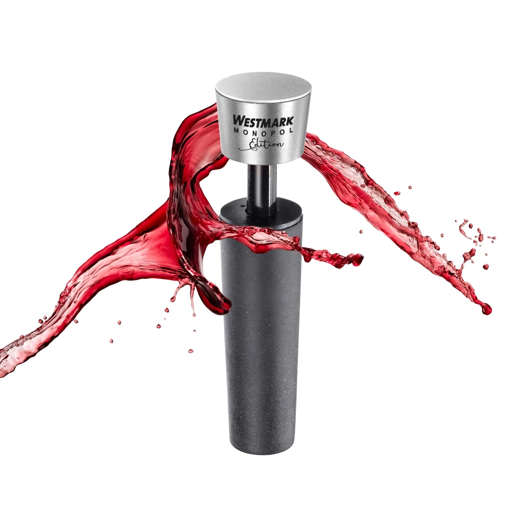 Westmark Wine Vacuum Pump Savio Monopol Edition - Wine Bottle Stopper with Vacuum Effect for Longer Freshness - Silver-Black, 8.7 cm