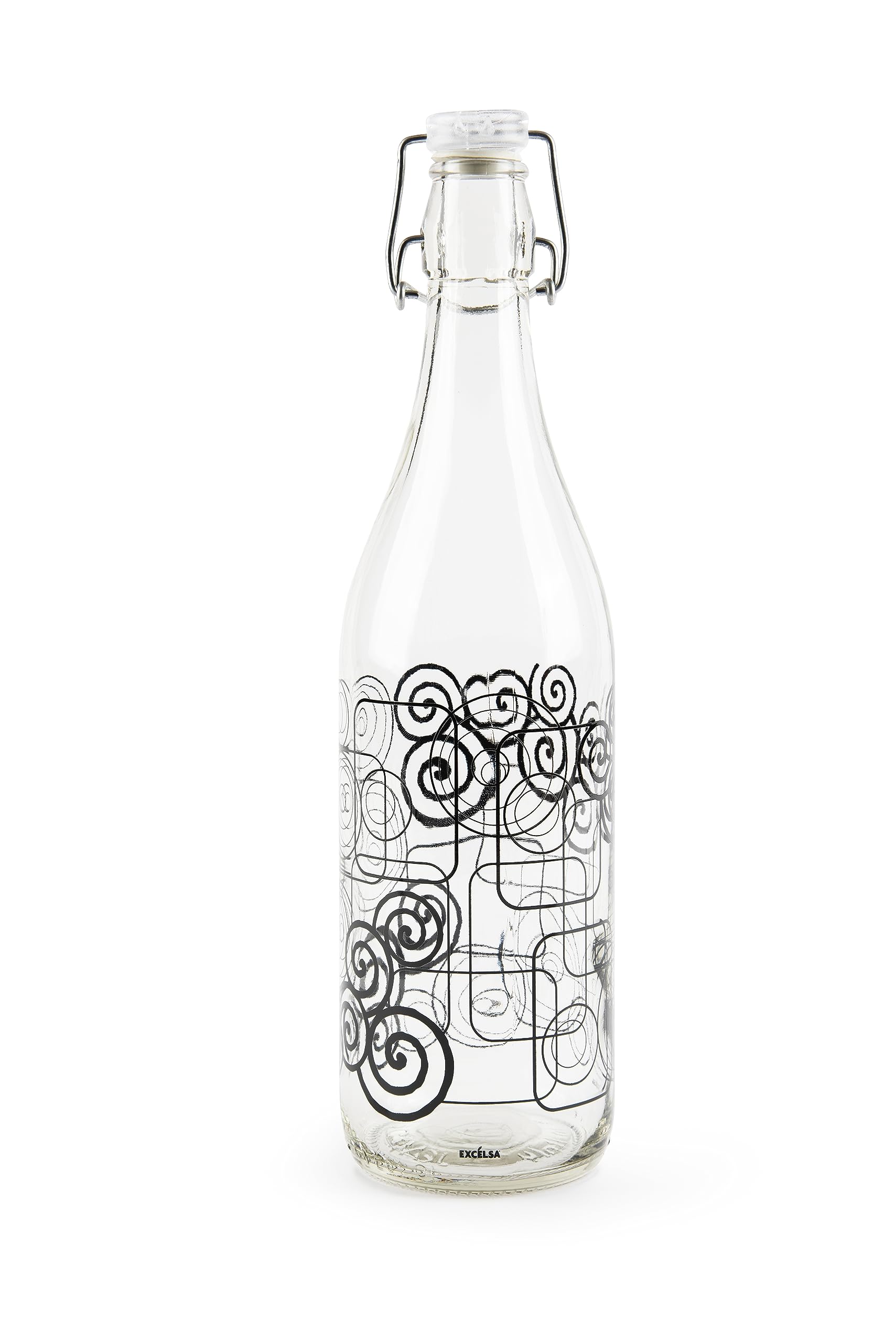 Excelsa Magic Black Water Bottle, 1 Litre, Glass, with Seal
