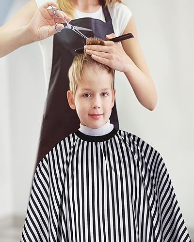 Miniatura 6 de Capa profesional de corte de pelo con cepillo para el cuello, capa de peluquería de gran tamaño para hombres, mujeres y niños, Blanco, negro (White