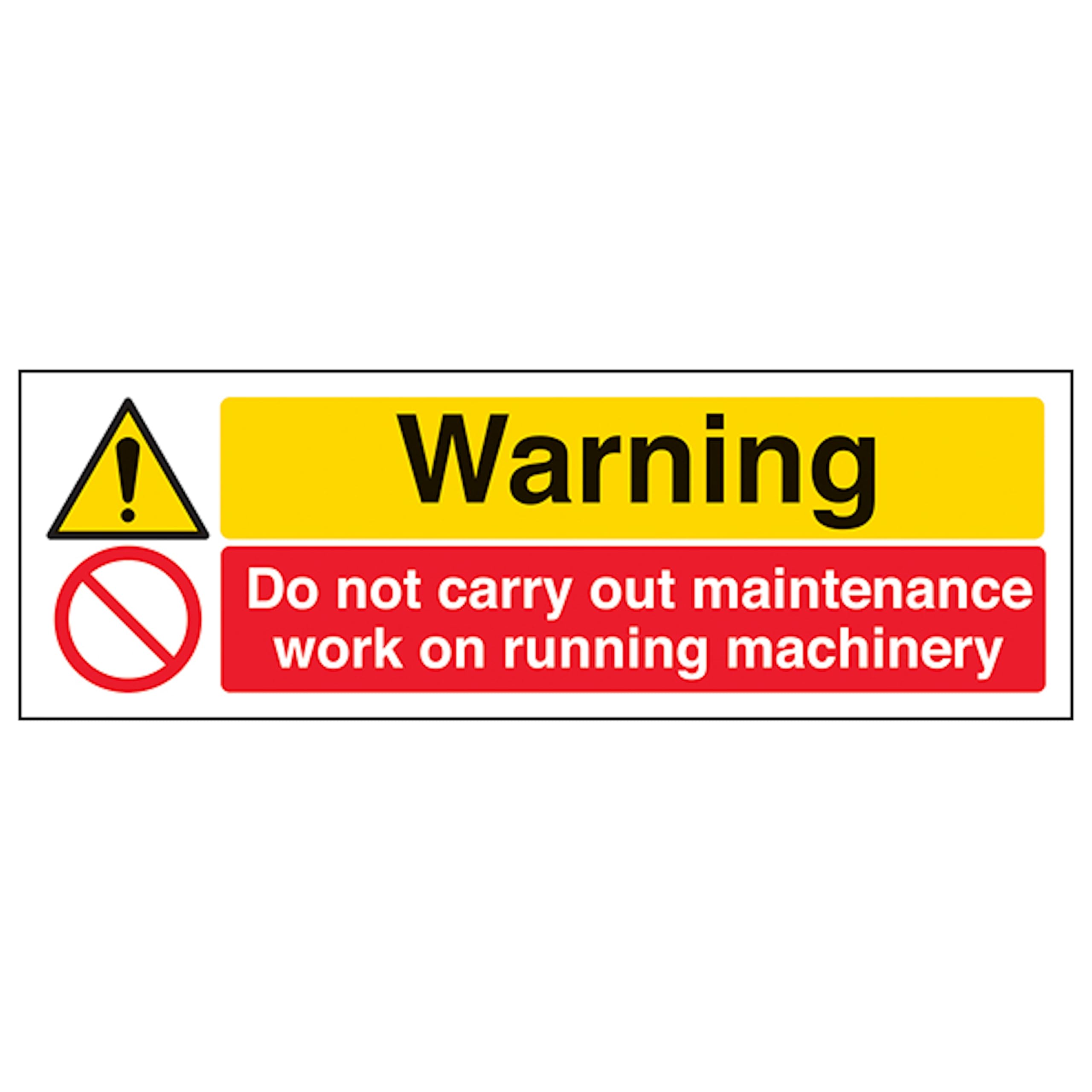 V Safety Warning Do Not Carry Out Maintenance Work - Landscape 300 x 100 mm - Glow In The Dark Self Adhesive Vinyl Safety Sign