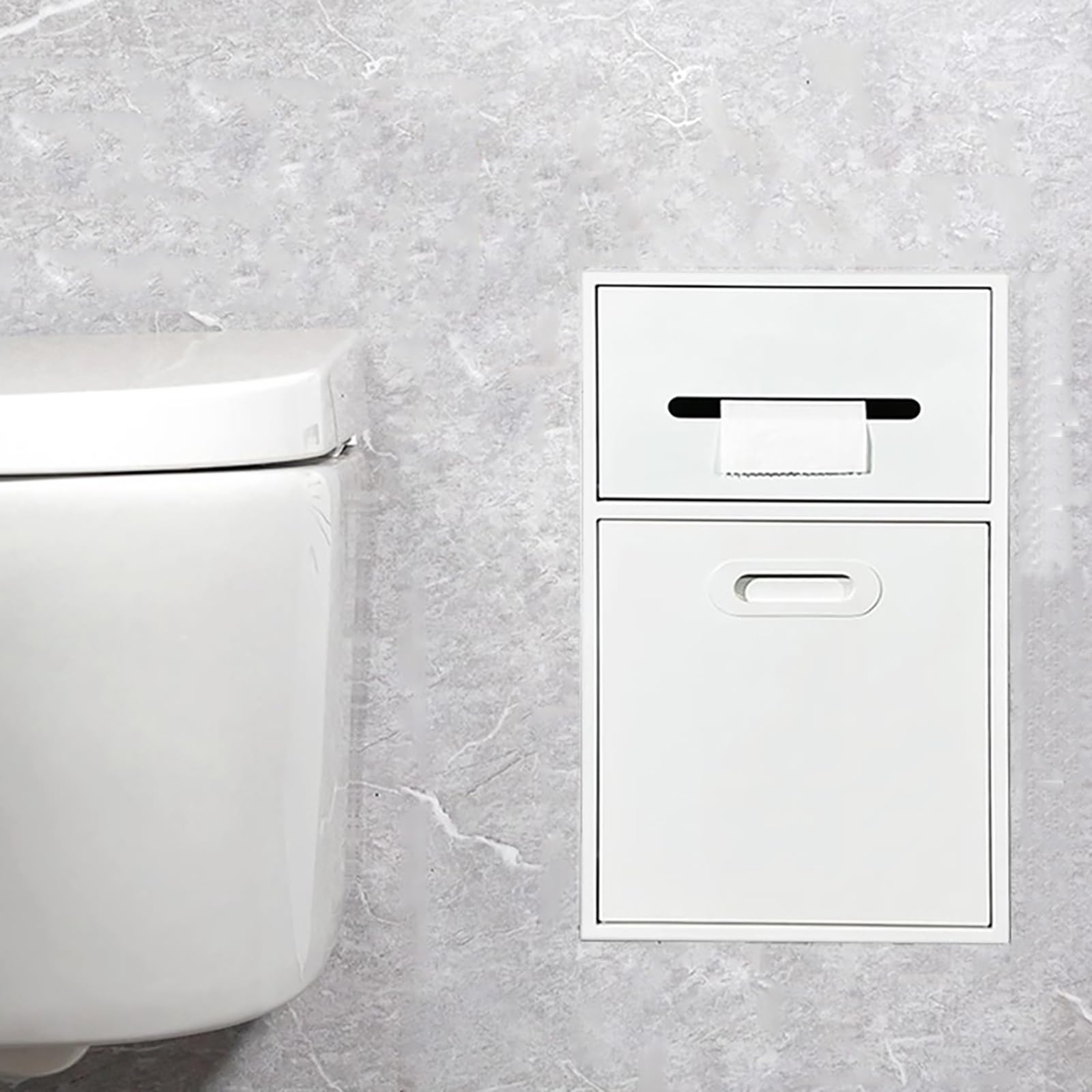 Niche de douche en acier inoxydable 304 avec porte-papier et poubelle de salle de bain 30x14x50 cm