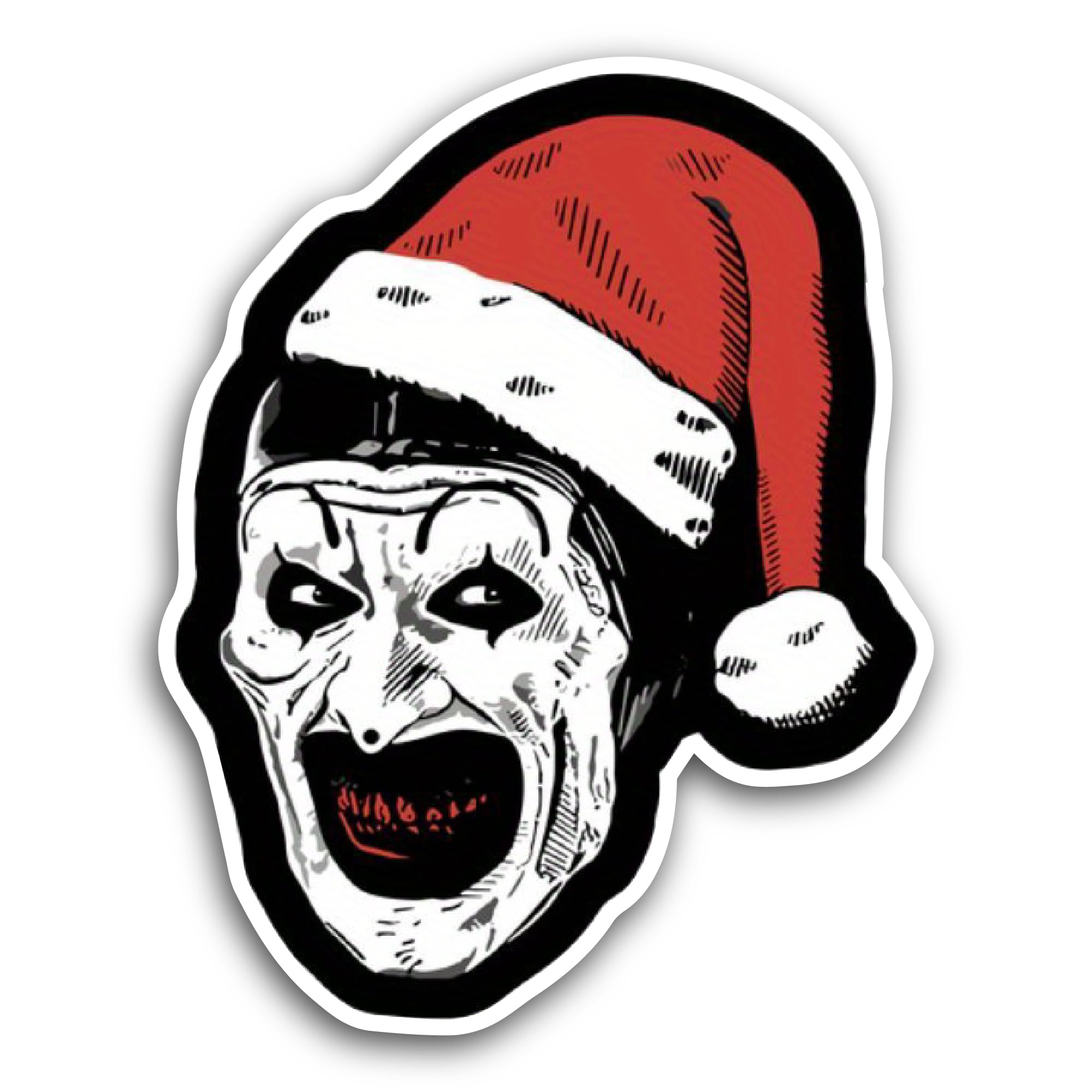 2 (Pieces) 3" and 5" Terrifier Santa Sticker, Waterproof Vinyl Decals for Many Purpose Like Cars, Trucks, Laptops, Phones, Windows and More