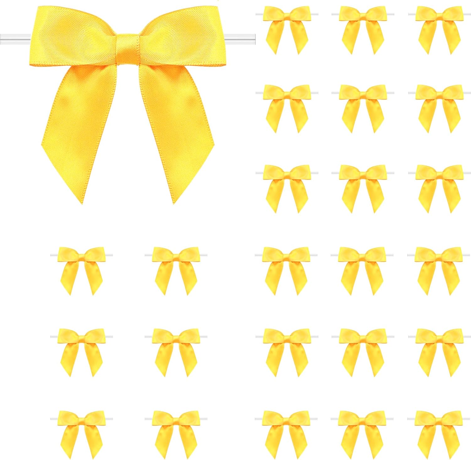 60 Pack Twist Tie Bows 3.3‘’ Craft Bows Satin Ribbon Bow for Gift Wrapping, Treat Bags, Party Favors & Craft Decoration Light Pink