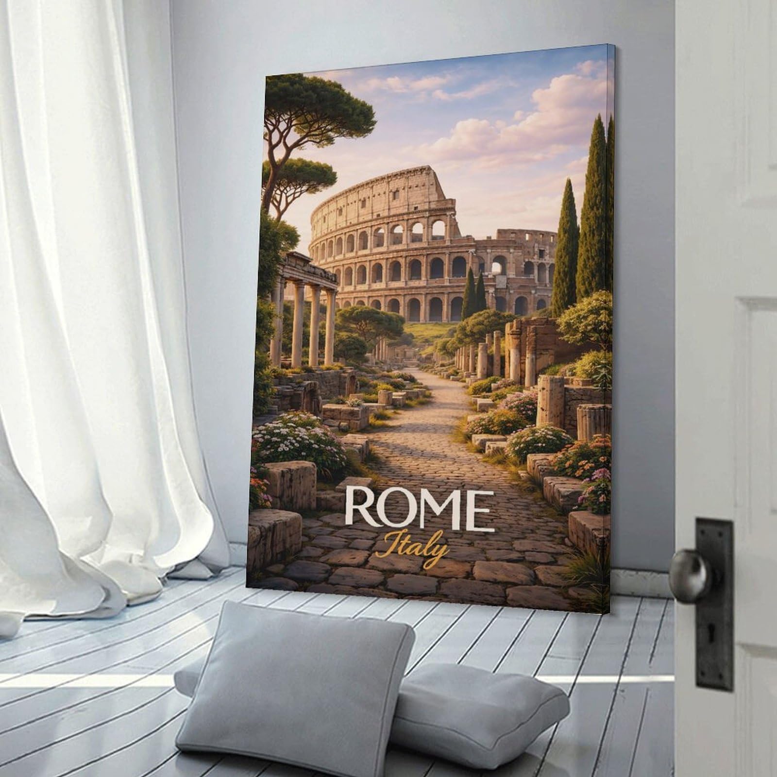 Junmoney Canvas Art Print Colosseum in Rome, Italy, 24x36inch(60x90cm), for New Homes, Bedrooms Or Workspaces, Thoughtful Wall Decor for Art Lovers