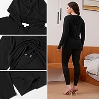 Vista 11 de Bhome Camisa de lactancia de manga larga con capucha para lactancia materna Negro/Gris