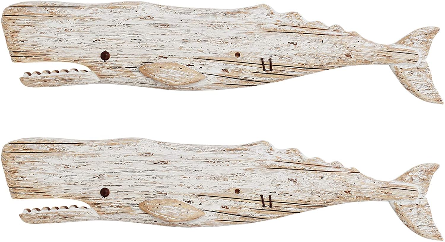 K KILIPES Wood Whale Nautical Wall Decor Rustic Beach Theme Wooden Whale Wall Hanging Sculpture Bathroom Nursery Bedroom Ocean Coastal Themed Home Decor (1)